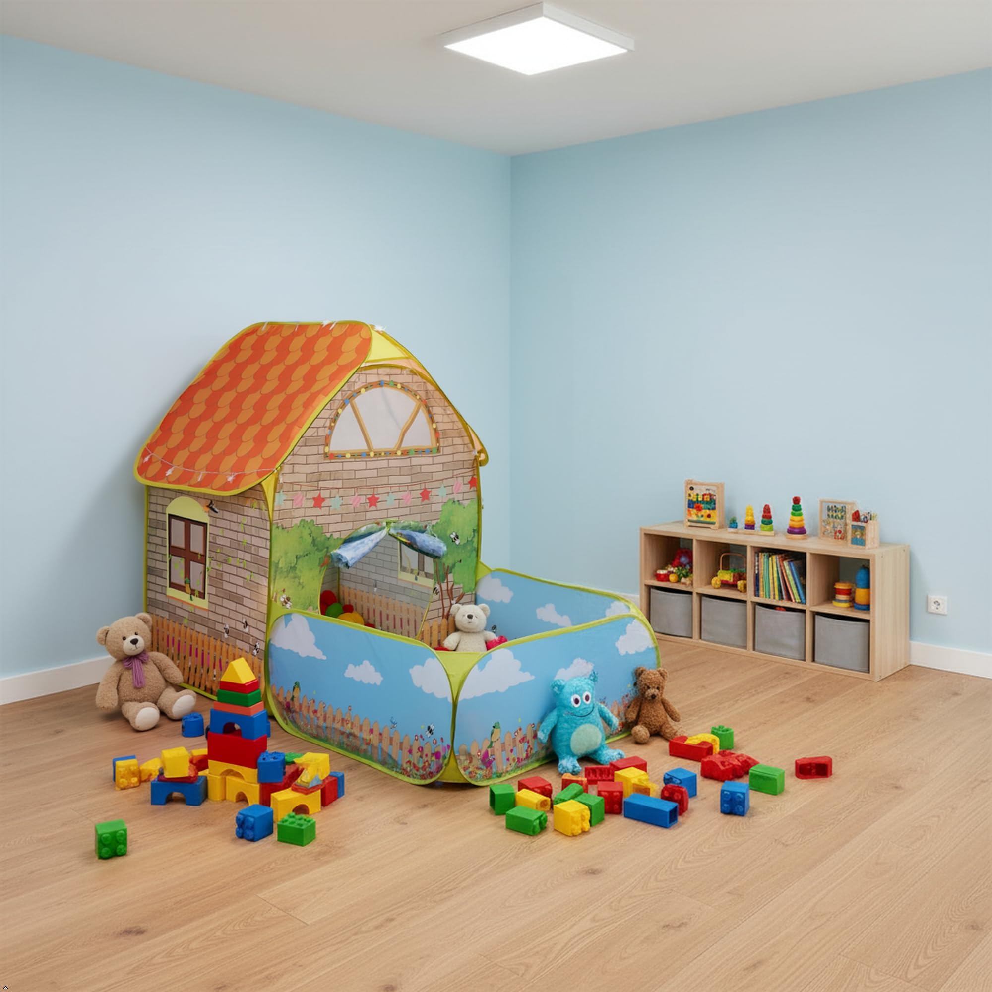 Tenda da Gioco per Bambini, Casetta per Interni, Con area piscina di palline, Casetta da gioco al coperto per bambini e bambine, 160 x 80 x 115 cm