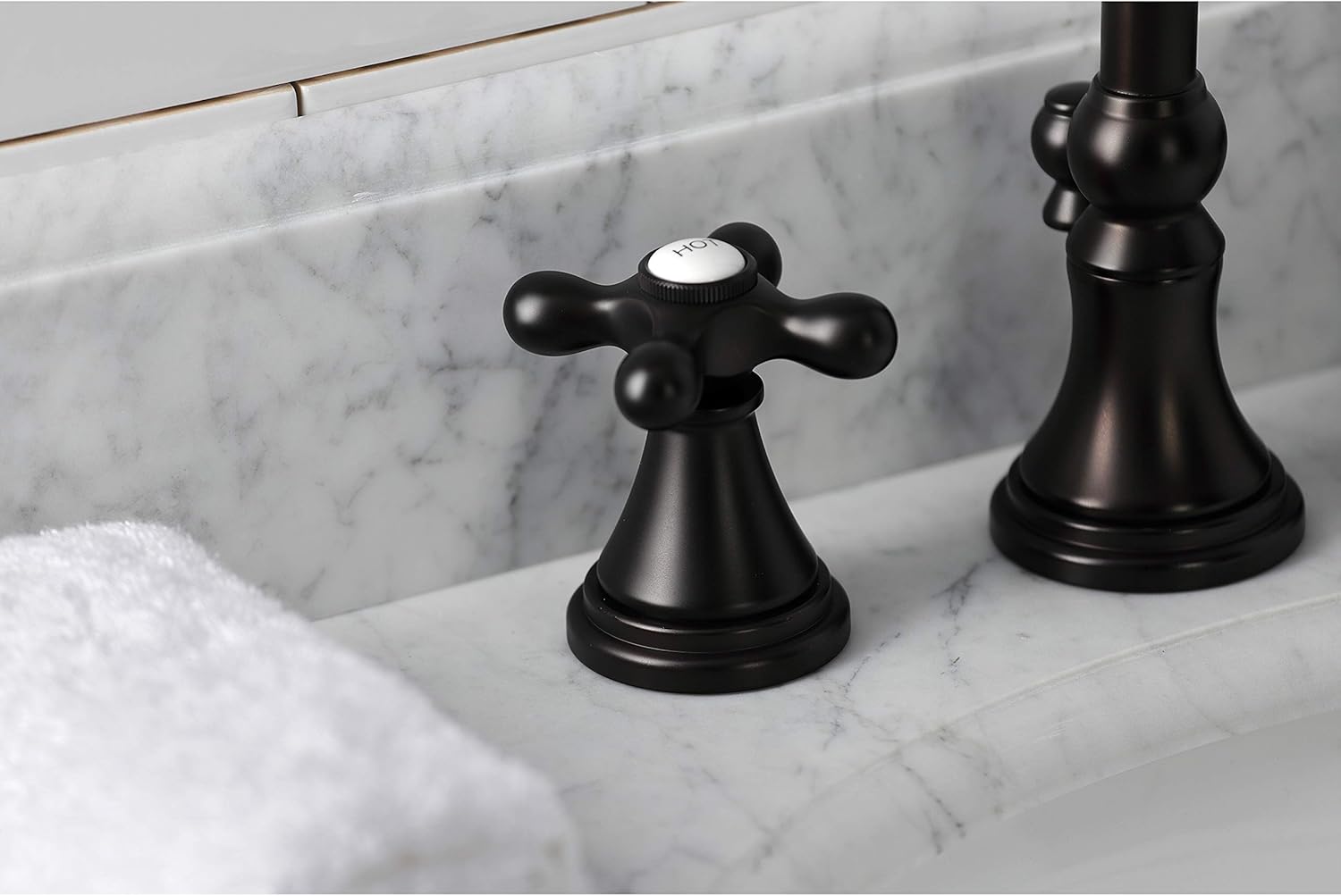 Kingston Brass KS2985AX Governor Widespread Lavatory Faucet with Brass Pop-Up with Metal Cross Handle, Oil Rubbed Bronze