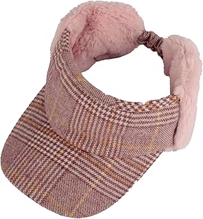 WITHMOONS Winter Warm Wool Visor Fleece Earflap Hat Outdoor Cap SLV1242 (Pink)