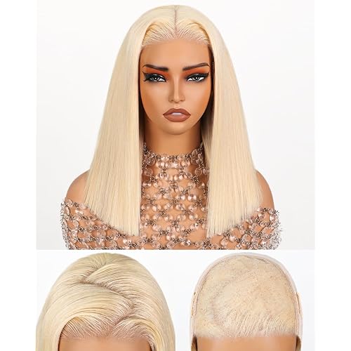 Arabella 5x6 Ready to Go Glueless Wigs Human Hair 210% Density 613 Blonde Bob Wig Human Hair 613 Lace Front Bob Wig Human Hair Pre-Cut Lace Glueless Wigs Human Hair 14inch