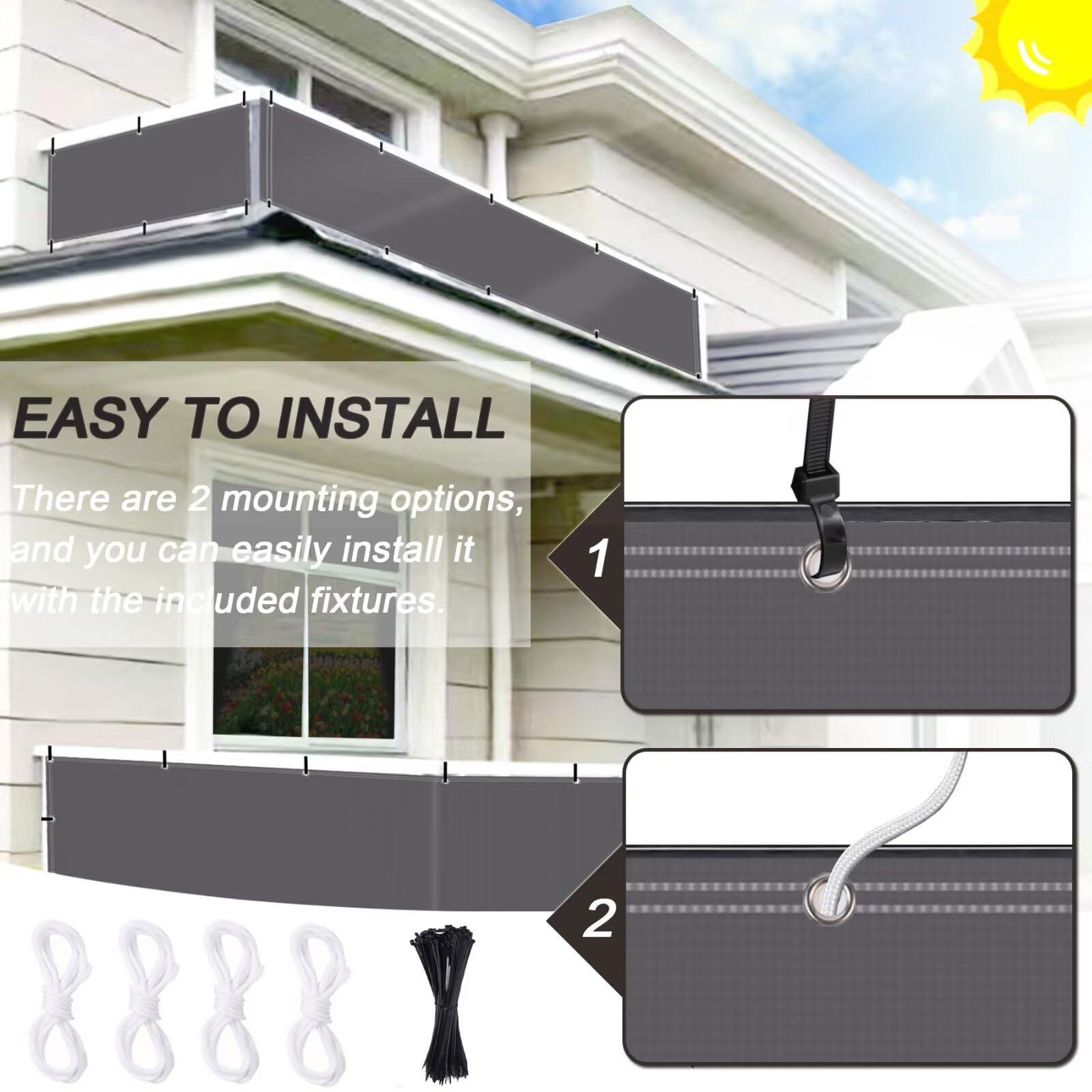 Frangivisto Balcone Protezione Rettangolare,Tenda Parasole Impermeabile Anti-UV Antistrappo, Vela Ombreggiante con Occhielli Facile da Installare Grigio Scuro 0.75x10m