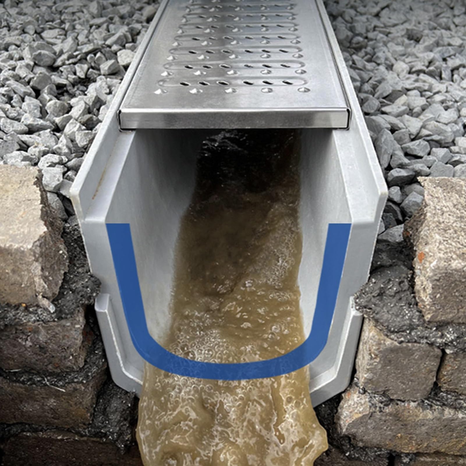 Drain de canal en acier inoxydable rigide pour filtration eau de pluie