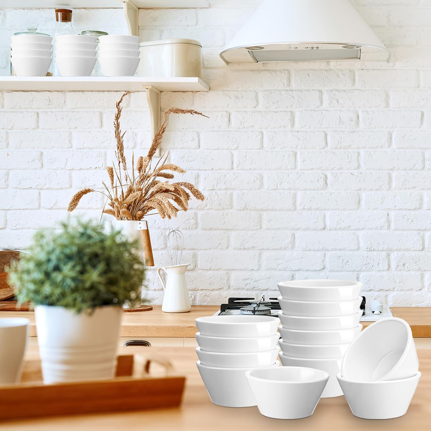 Domensi 12 Pcs 8 oz Porcelain Bowls Small Dessert Bowls Porcelain Broth Cups Soup for Ice Cream Dipping Sauce Bouillon Soups Salads Cereal, Microwave and Dishwasher Safe