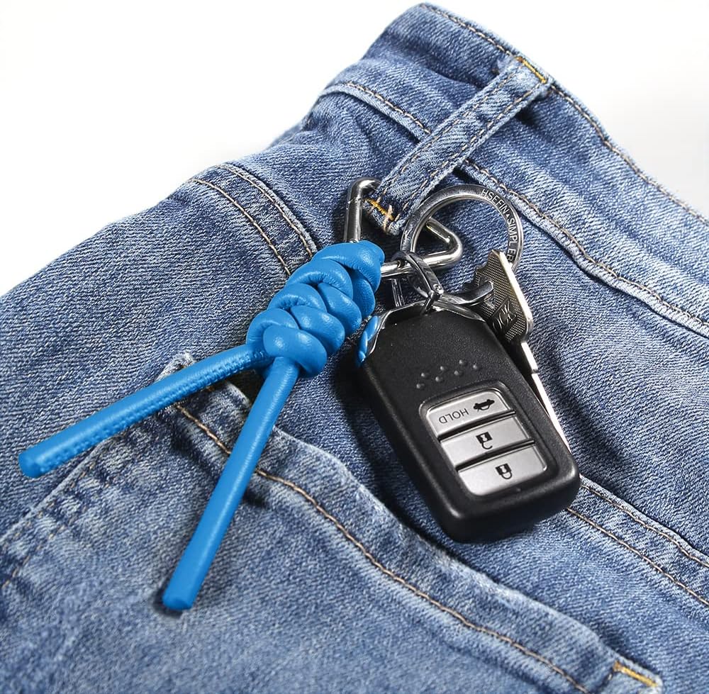 Leather Key Chain Car Universal Unisex Key Chain with Removable Triangle Open Key Ring - Image 2