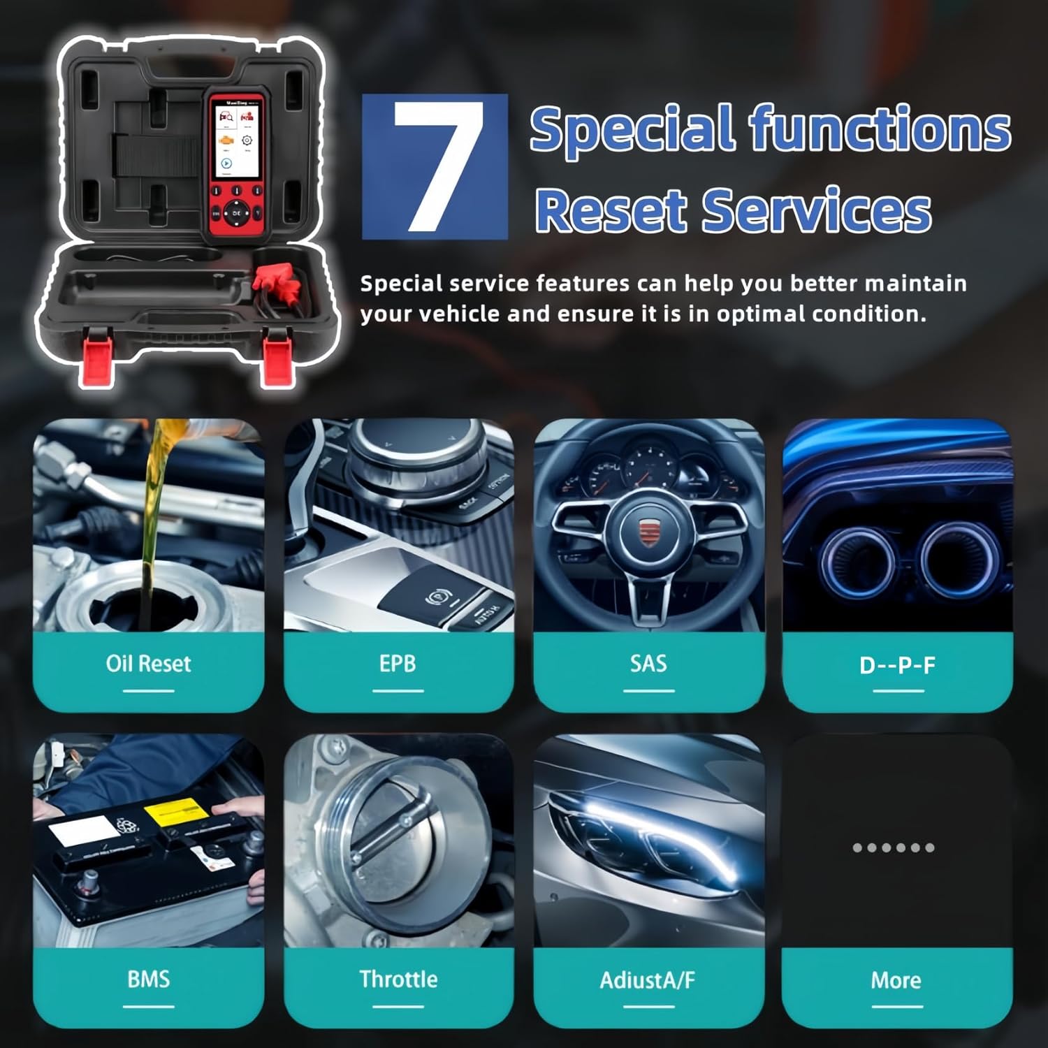 Autel MaxiDiag MD808 Pro OBD2 Scanner, All System Diagnostic Scan Tool, Upgraded of MaxiCheck Pro/MD808/MD806 Pro/MD802, 7 Reset Service Oil/D-F/EPB/SAS/BMS/Throttle, Auto Scan, Lifetime Free Update