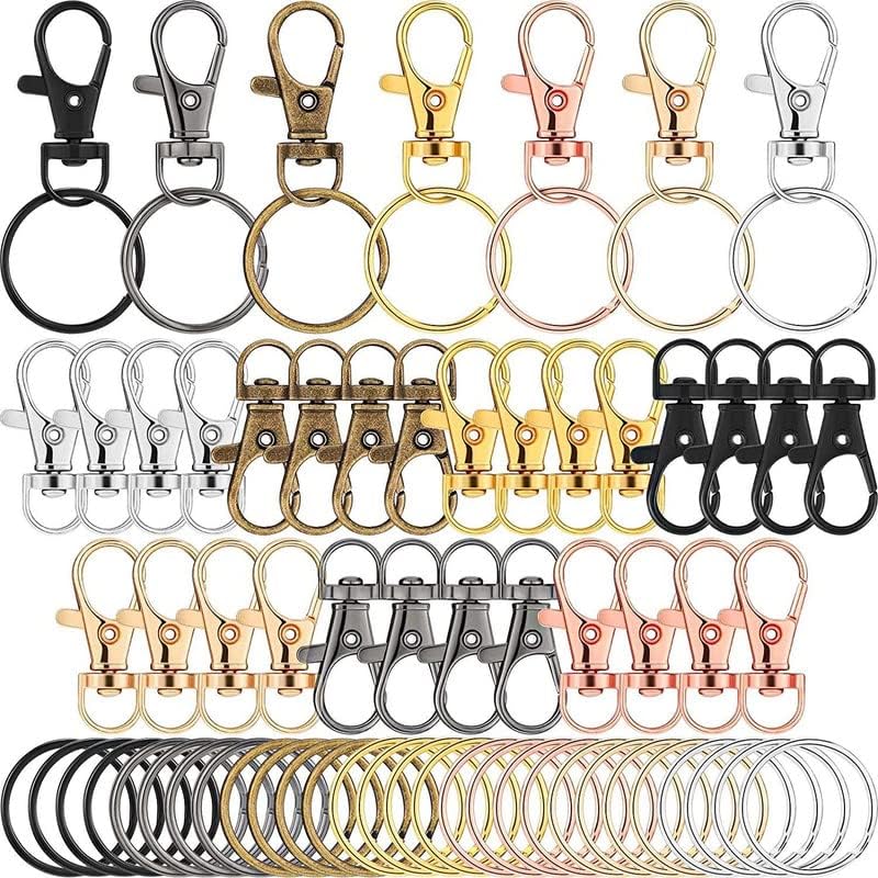 Image of DIY Crafts 10 Pcs Swivel Clasps, Silvery, Metal Larger Lobster Clasps Extension Chain Hooks, D Rings, Slide Buckle for Keychain Key Rings Clip Connector Bags Ar (10 Pcs Swivel Clasps, Silvery)