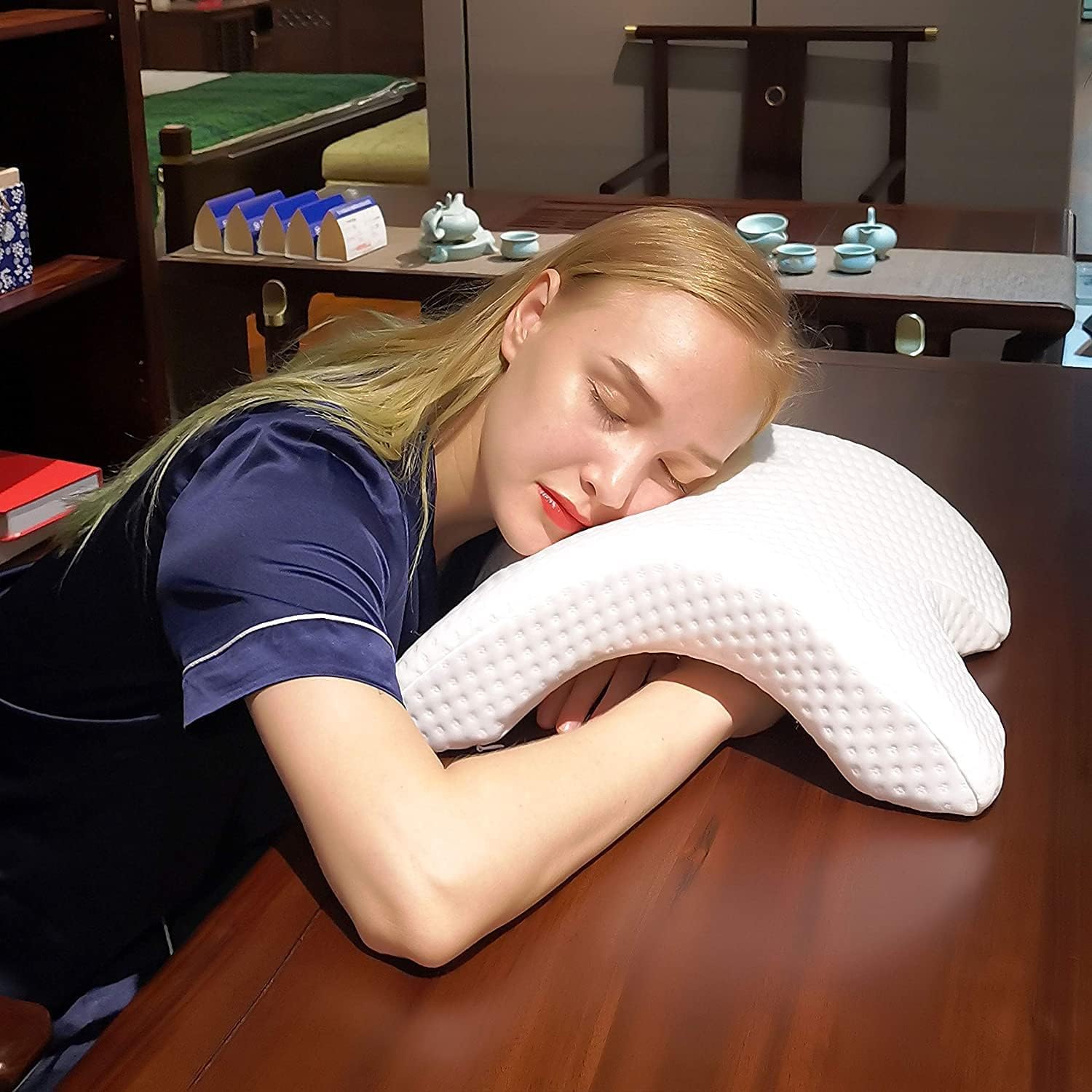 Diskary U Shaped Orthopedic Pressure Free Pillow - Cervical Pillow for Neck Pain - Head Improve Sleep Protect Arms, Anti-Hand Numb Pillow - Neck Massage Pillow for Unisex Side Sleeper