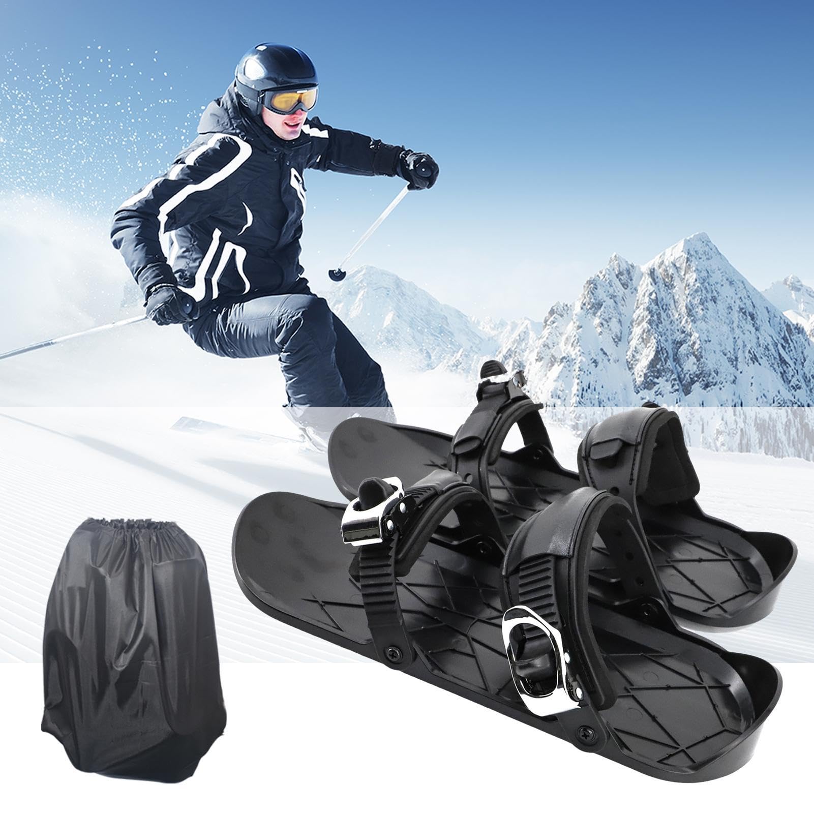Raquettes à neige pour homme,raquettes à neige pour femme, patins à neige, accessoire de ski compact, outils de ski réglables multifonctionnels, pieds de neige antidérapants