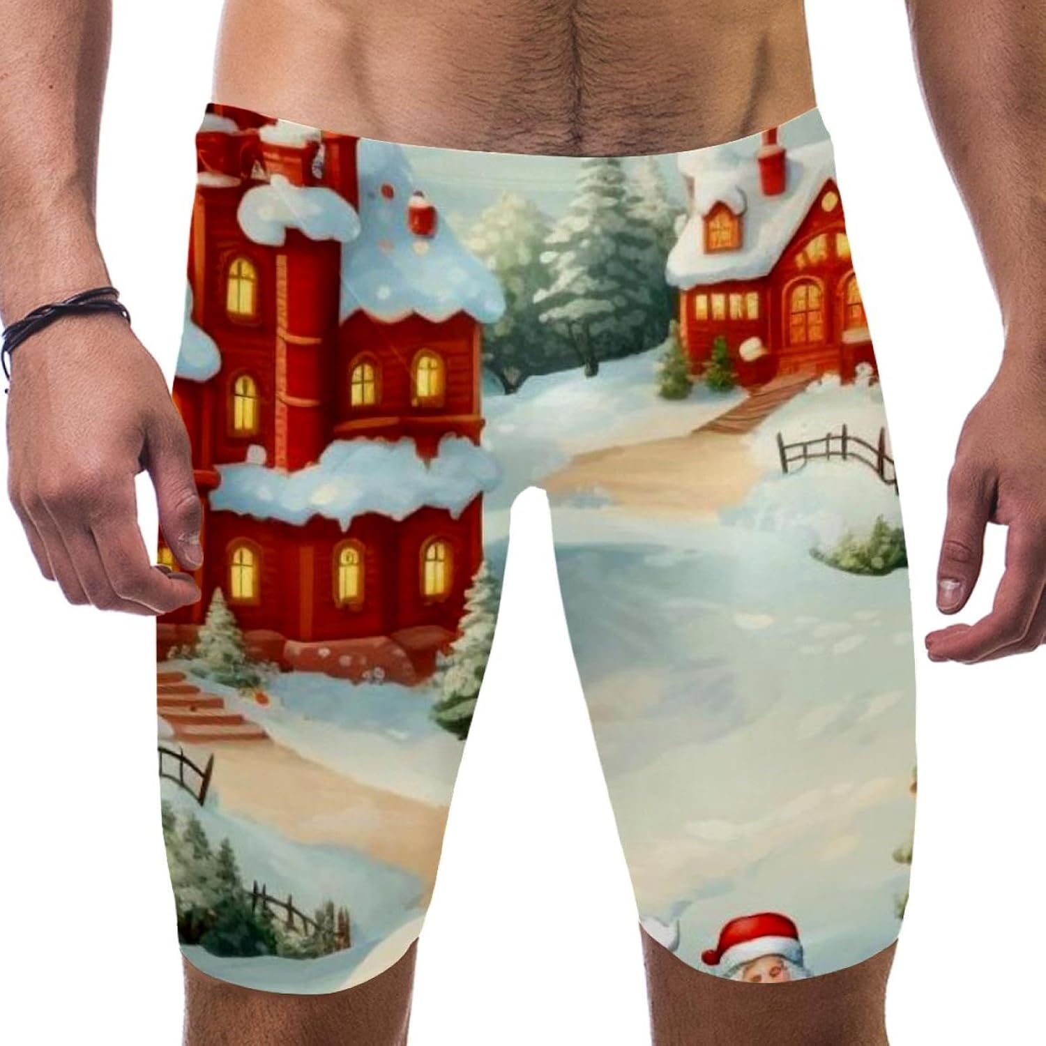 Christmas Elements Swimsuit Mens Swim Jammers Endurance Long Racing Training Swimsuit
