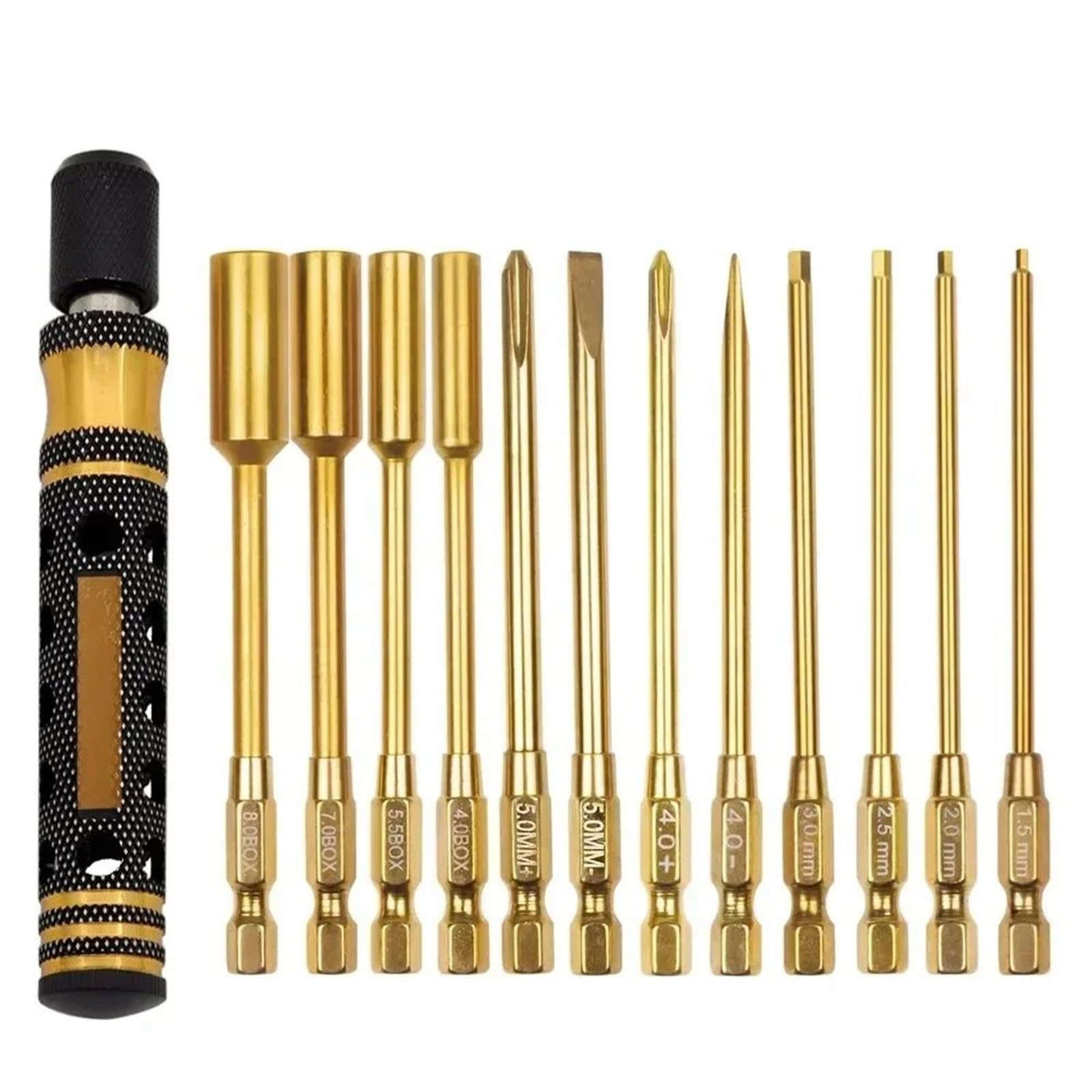 Genérico para Piezas Coche RC Modelo 12 Uds. Destornillador Hexagonal Interno Manguito Llave Inglesa Controlador Cruzado Controladores Calor Planos Herramienta Piezas Coche RC