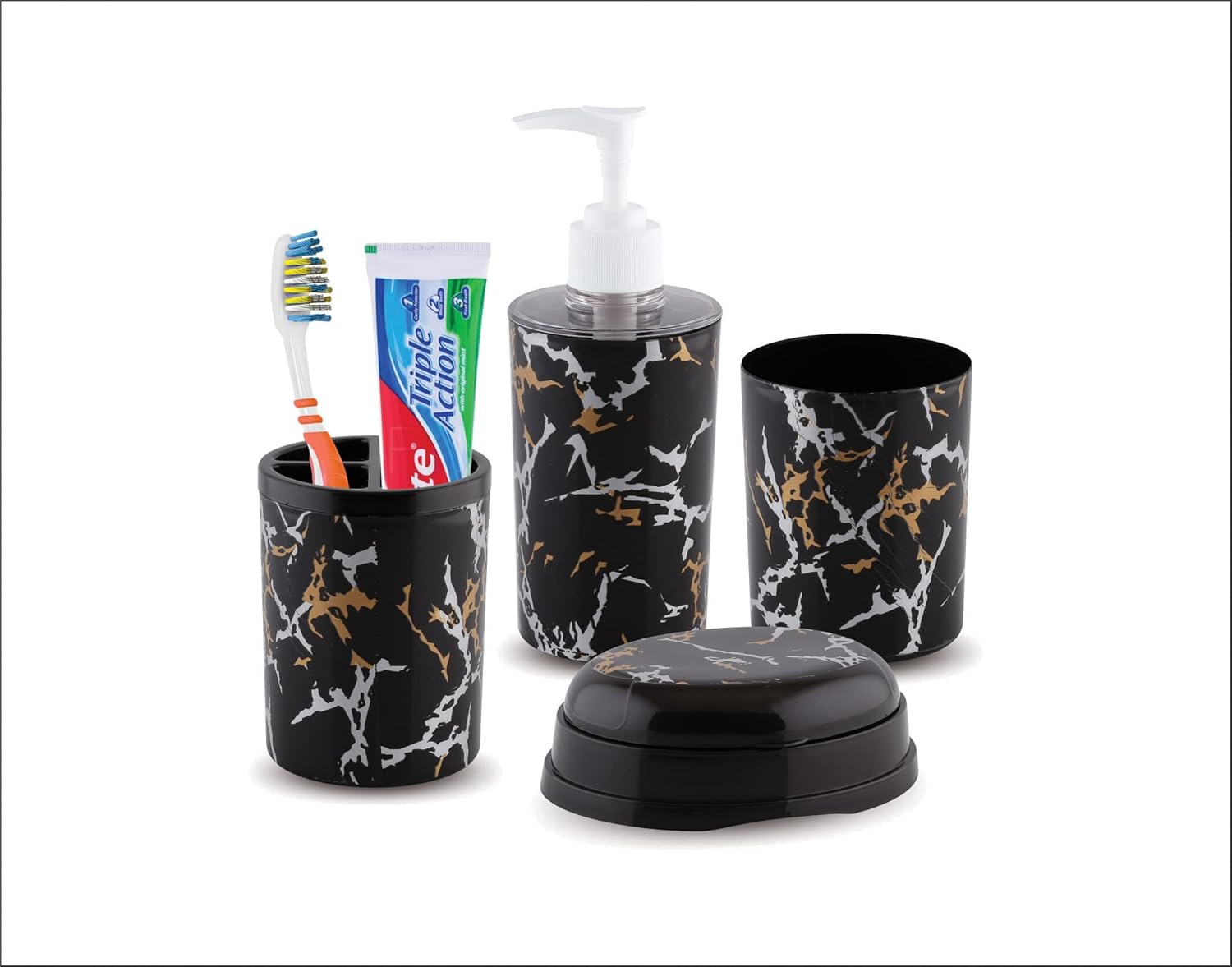 Sukhson India Flora Bathroom Accessories Set- Soap Dish, Shampoo, Lotion, Liquid Gel Soap ...