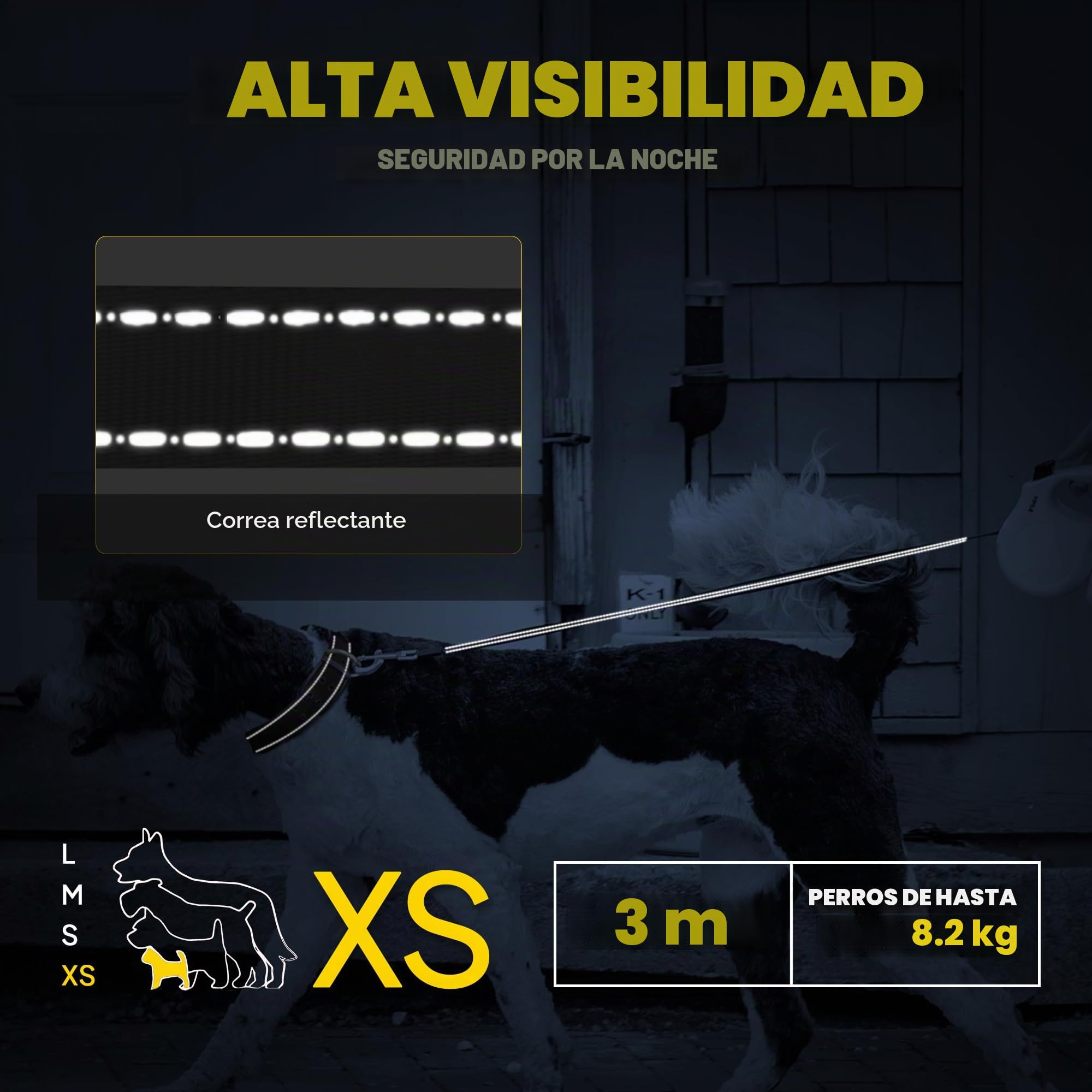 Fida Correa retráctil para Perro, Correa Resistente de 3 m para pasear Mascotas para Perros o Gatos pequeños de hasta 8 kg, sin enredos, Freno con una Sola Mano (XS, café)