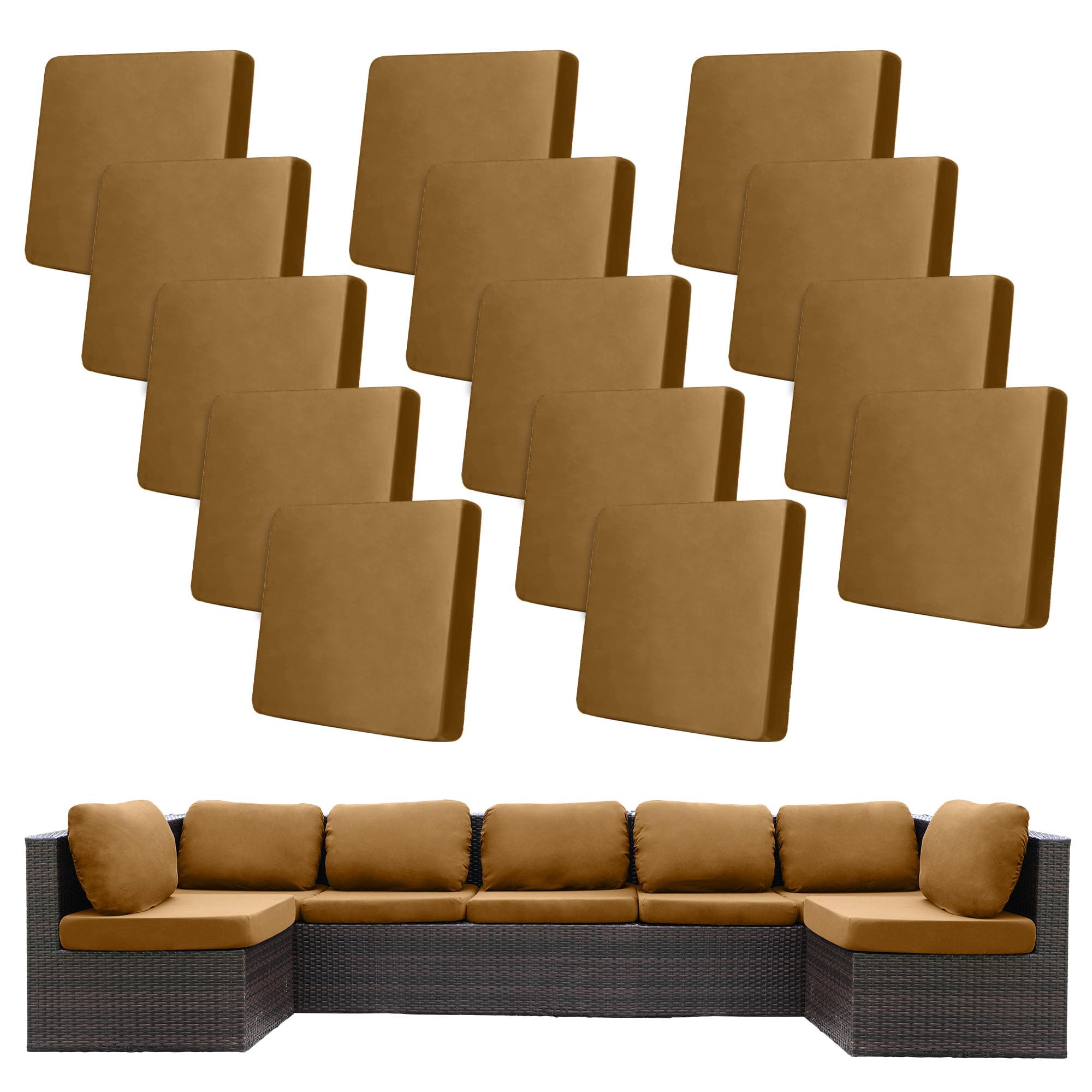 14 Pcs Outdoor Cushion Covers, Patio Sofa Cushion Covers Replacement