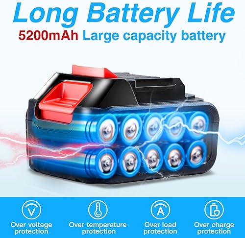 Miniatura 3 de Mini motosierra inalámbrica de 8 pulgadas con 2 baterías de 5200 mAh, motosierra eléctrica portátil, engrasador automático, sierra de mano pequeña a