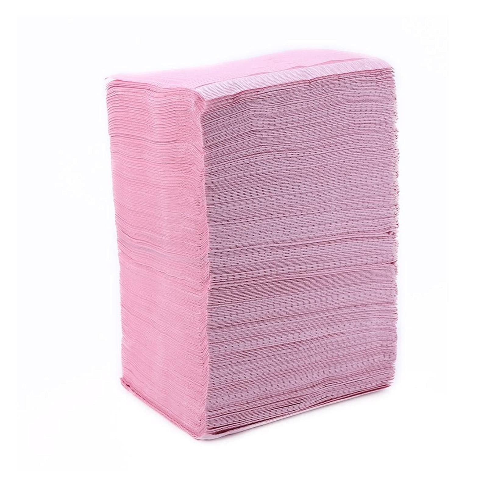 PJRYC 125 Stück Zahn-Lätzchen, 33 x 45,7 cm, 3-lagig, Einweg-Lätzchen, wasserdicht, für Patienten, wasserdicht, Tattoo-Lätzchen, Zahnbauch(Rosa)