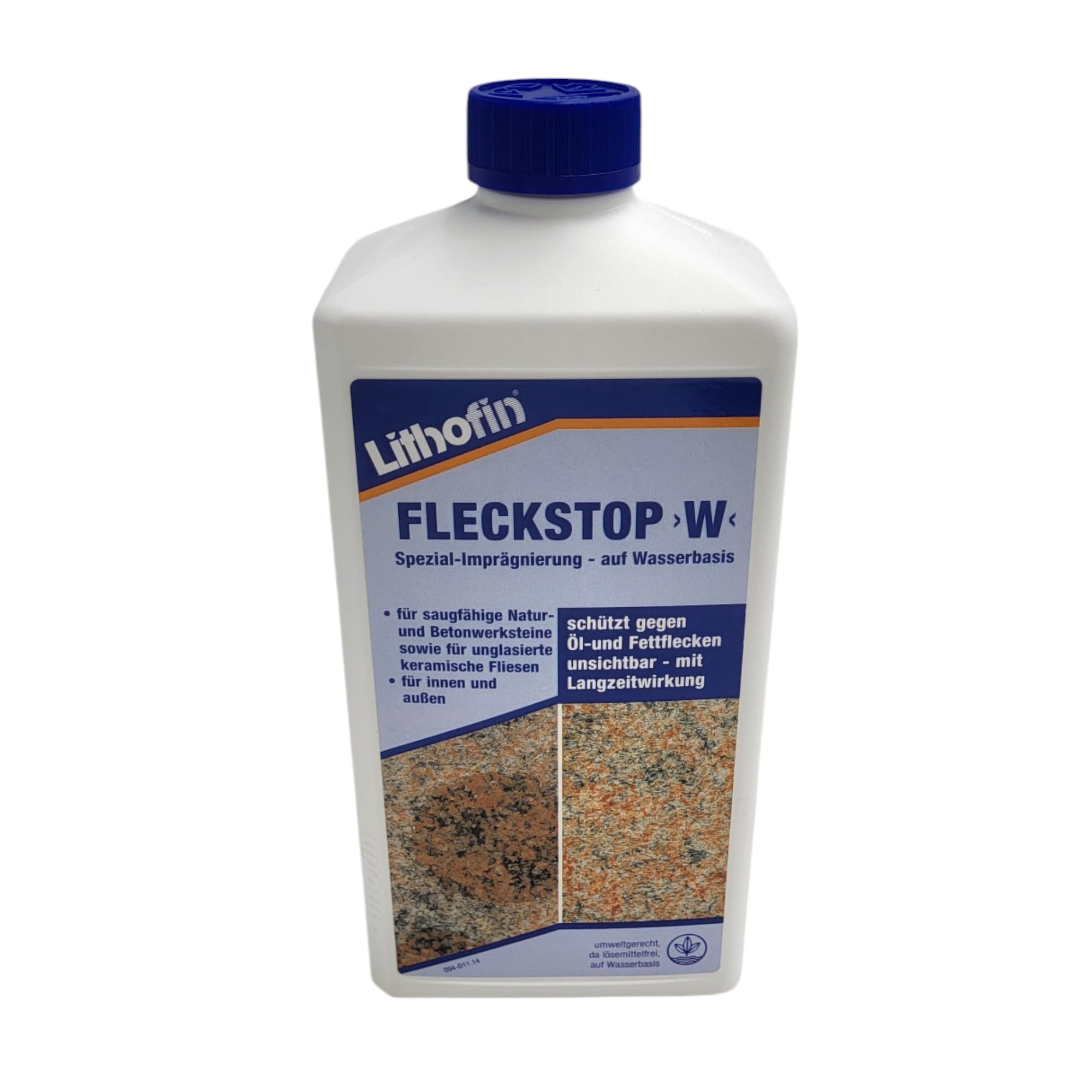 zbs24 Lithofin Fleckstop W Set lösemittelfreie Schutzimprägnierung für saugfähige Keramik, Betonwerksteinbeläge und Naturstein, mit Farbrollerset (3 Liter)