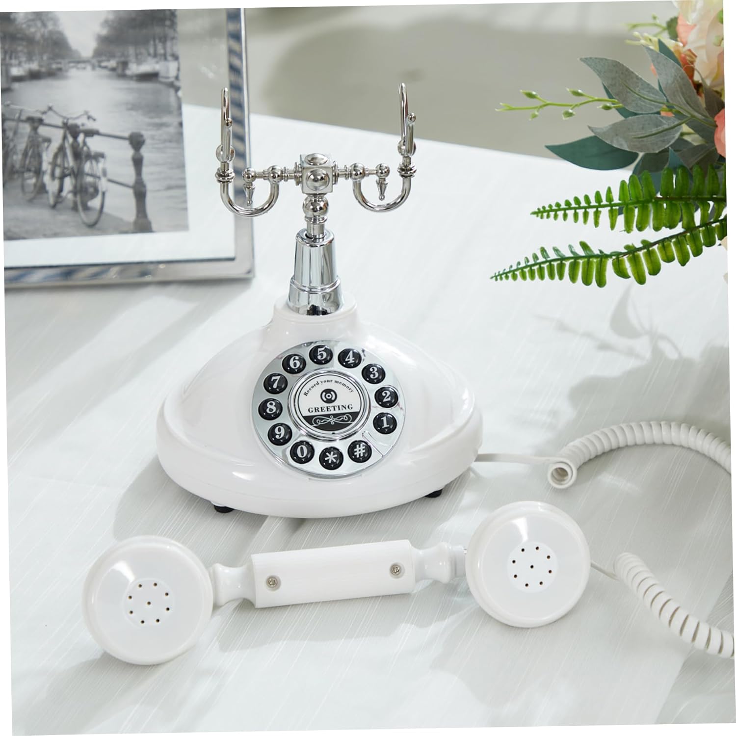 Audio Guest Book Wedding Phone Vintage Redial Button Rotary Phone with Adjustable Volume Old School Clear Calls Audio Guestbook for Wedding Birthday Party.
