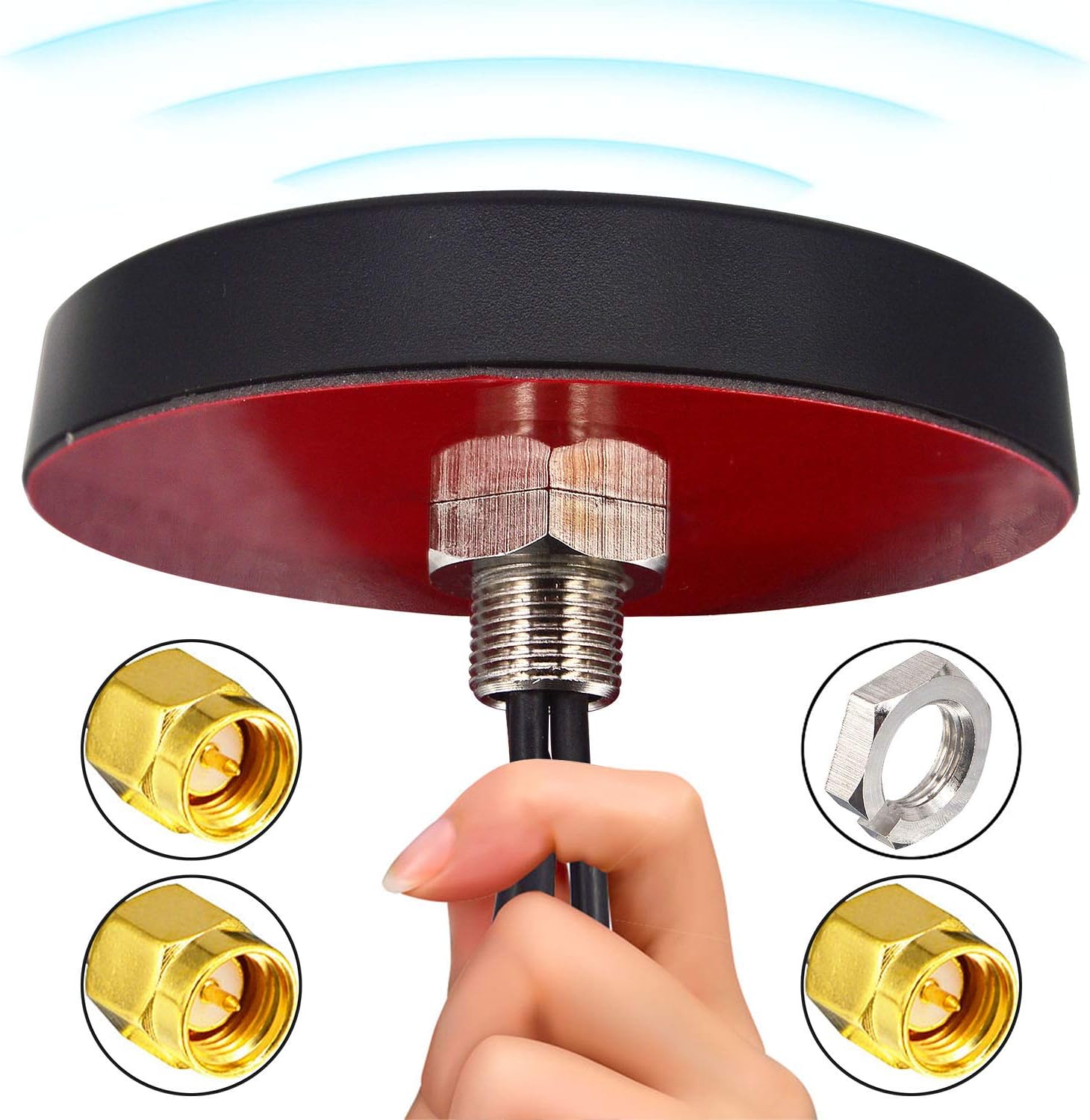 4G LTE WiFi GPS Antenna Combined Antennas Magnet and Adhesive Mount 3 Leads Antenna Triple SMA Male Connector 1.5M for Navigation Head Unit Car Telematics 4G LTE Mobile System