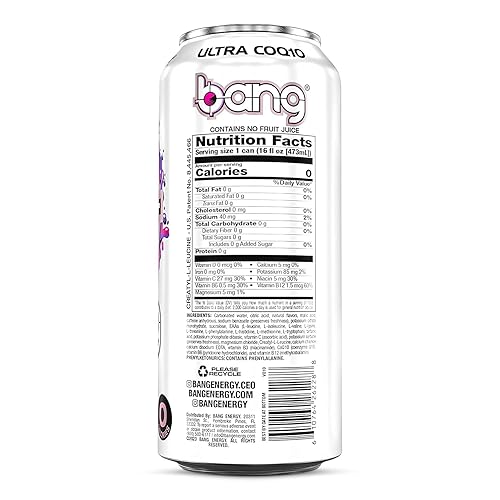 Miniatura 3 de Bang Energy Paquetes variados de 3 sabores, 12 latas (cereza negra, vainilla, melocotón, mango, piña, coloda)