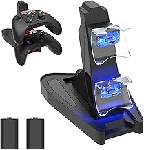 Charging Station for Xbox Series X|S Controller, Dual Conroller Charger Docking Station with 2 Packs 1400mAh Rechargeable Battery and Charging Cable for Xbox Series X|S Controllers