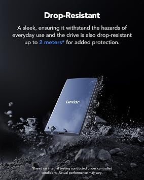 Lexar ES3 External SSD 1TB USB 3.2 Gen2 Portable SSD up to 1050MB/s Read 1000MB/s Write Portable SSD for iPhone15 Series/Mac/PS5/XBOX/Laptop/PC and Game Console (Blue)