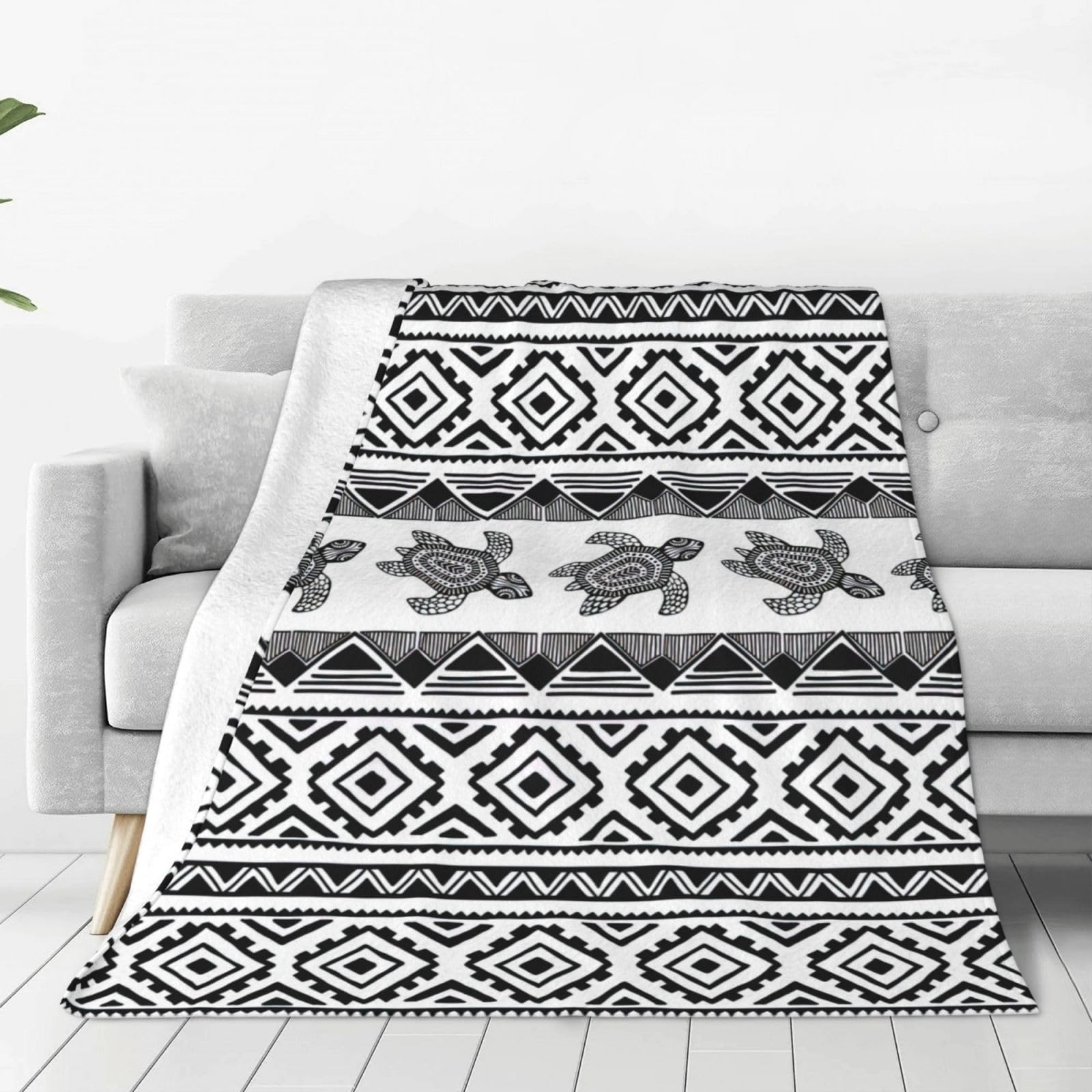 Couverture flanelle tortue ethnique pour éliminer les plaids qui boulochent