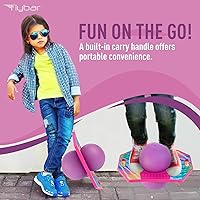 Vista 2 de Flybar Pogo - Pelota de truco para niños, tabla de rebote de equilibrio con cubierta antideslizante, bomba incluida, juguetes para interiores