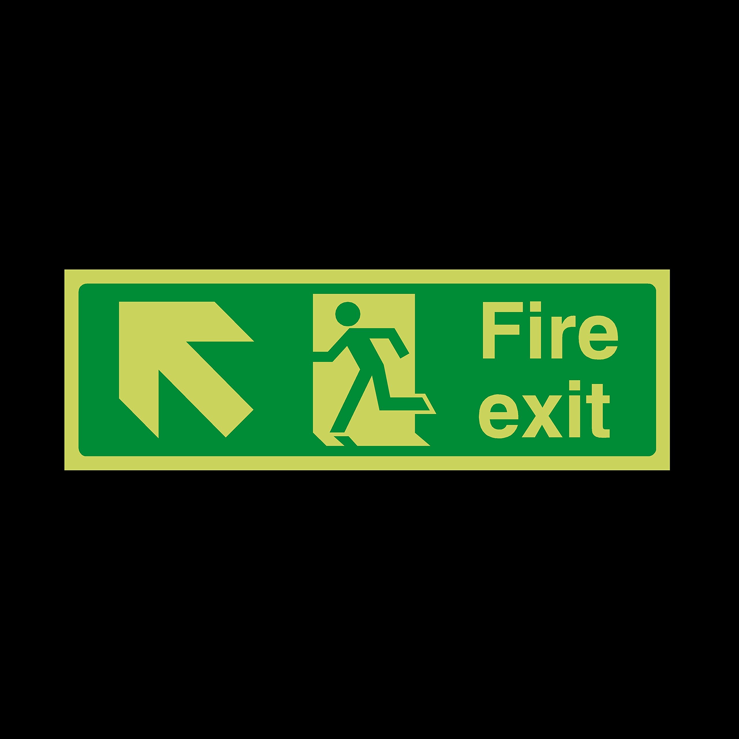 Ussp&S Dark Fire Exit Arrow Left Up Photoluminescent Plastic Sign - Emergency/Fire Exit/Extinguisher (Ee6)