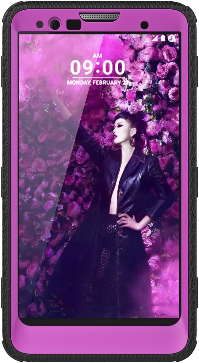 CinoCase LG Stylo 2 Case, LG Stylo 2 Plus Case, Heavy Duty Protective Case Hybrid TPU Bumper Shockproof Case with Brushed Metal Texture Hard PC Back for LG Stylo 2(LS775)/Stylus 2 Purple