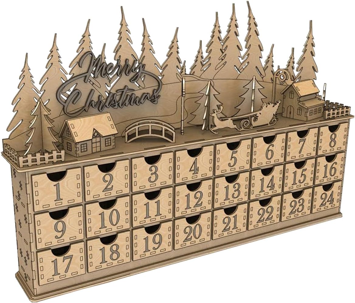 Bird’s Wood Shack Christmas Town - Advent Calendar with Unique Design - Educational 3D Puzzle for Youngsters