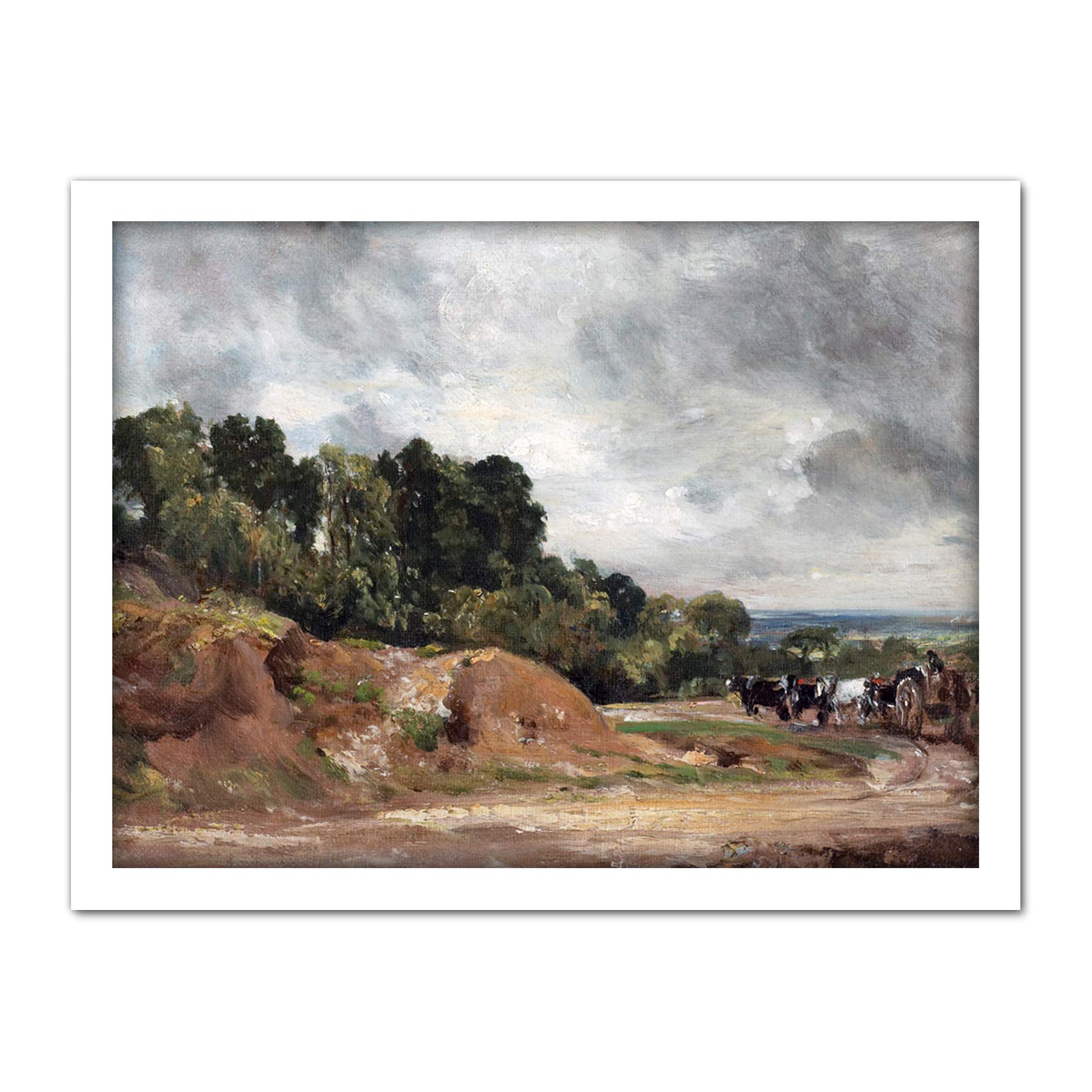 Artery8 Constable Sandbanks Cart Horses Hampstead Heath Painting Artwork Framed Wall Art Print 18X24 Inch