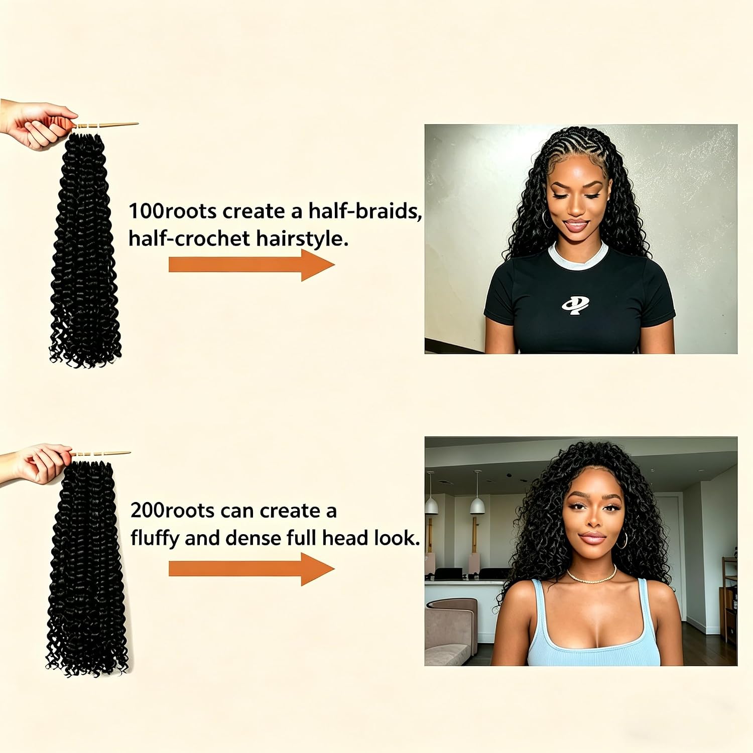 Miracle Knots Feather Crochet Hair for Black Women，100 Strands Miracle Knots Hair Curly Crochet Synthetic Hair Pre-Separated Invisible Knotless Natural Black 18 inch—100 Strands