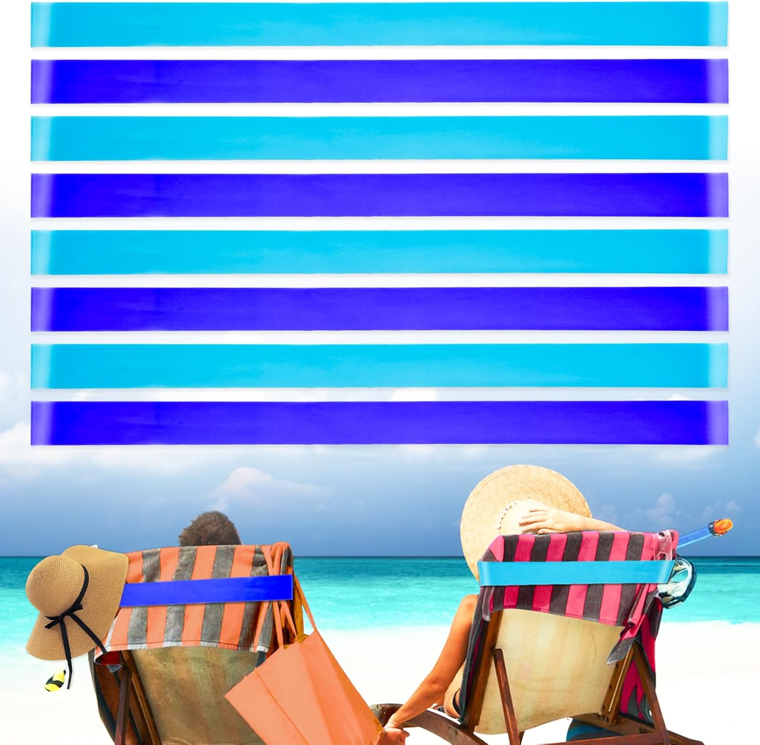 8 Pack Beach Towel Bands Stretchable for Cruise Chairs, Beach Band for Pool, 2025 Must Haves Cruise Accessories, Perfect Alternatives for Pool Lounge Chair Towel Clips