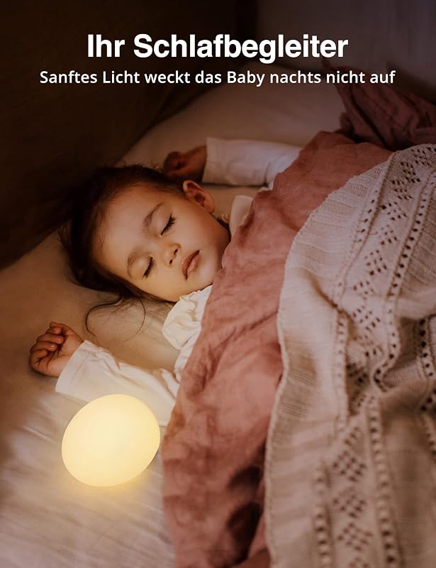 sympa Éjszakai Lámpa Babáknak, Szilikon LED Etetőlámpa 8 Színnel, Dimmer, 1H Timer, USB-C Töltés