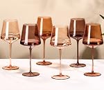 Colored Wine Glasses Set of 6,Large 16oz Crystal Glasses-Unique Fall&Winter&Christmas Gift Set Her,Wife,Mom,Friend-Colorful Hand Blown Wine Glass Red White Wine Dinner