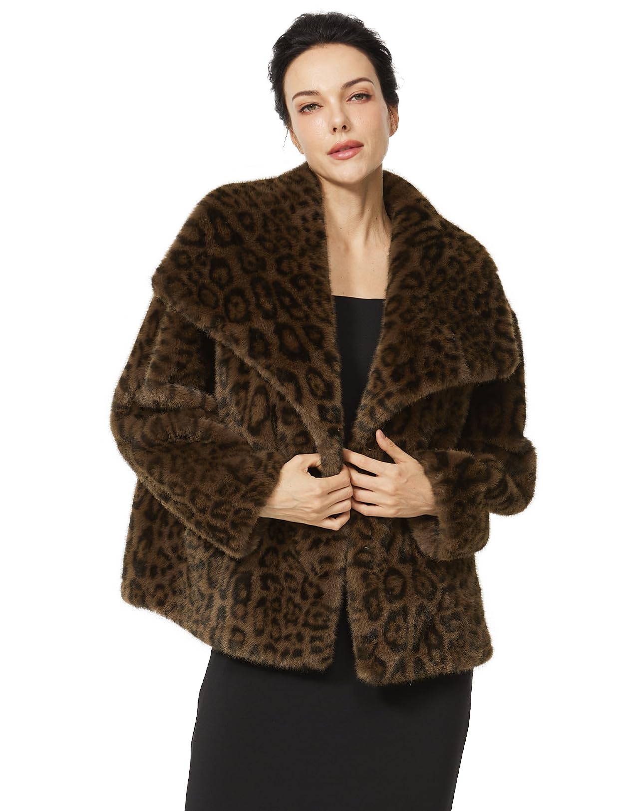 SUIUOI Dames luipaardjas, pluche parka bontjas fleecejack warm winter ritssluiting winterjas met zak outwear casual pluche jas met luipaardpatroon, luipaard, L