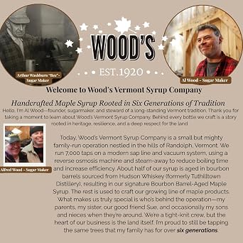 Woods Liquid Maple Gold Vermont Maple Syrup with Real 24K Gold Flakes Vegan, Plant-Based Sweetener Small Batch, Artisanal, Luxury Syrup for Gifting, Cocktails, and Gourmet Cuisine 8.45 oz Glass Bottle