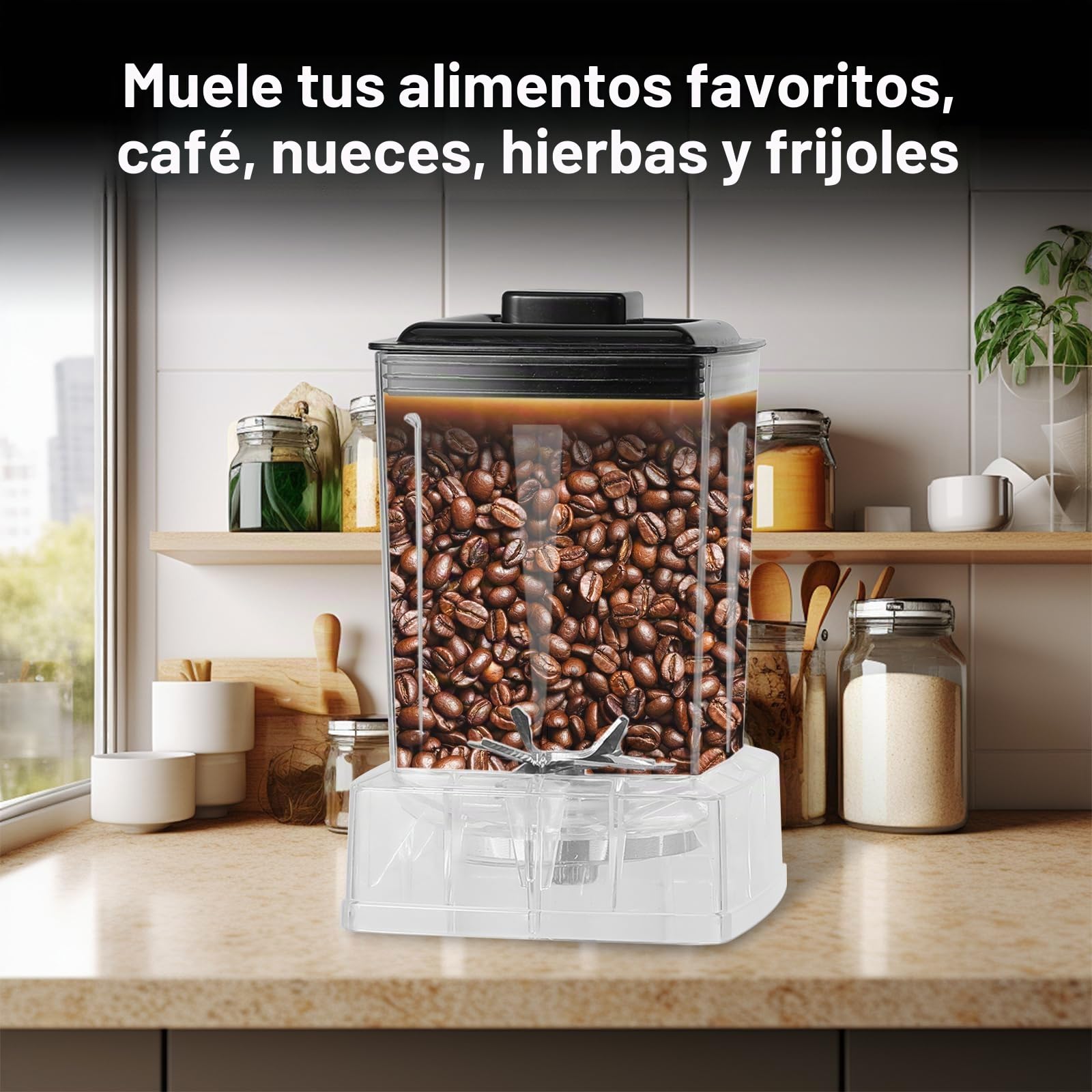 2 en 1 licuadora profesional 2,5 L, 6000 W, batidora batida, molinillo de café, 9 velocidades, eléctrica prensa de cítricos con 4 cuchillas de acero inoxidable, para batidos, hielo picado, puré, salsa