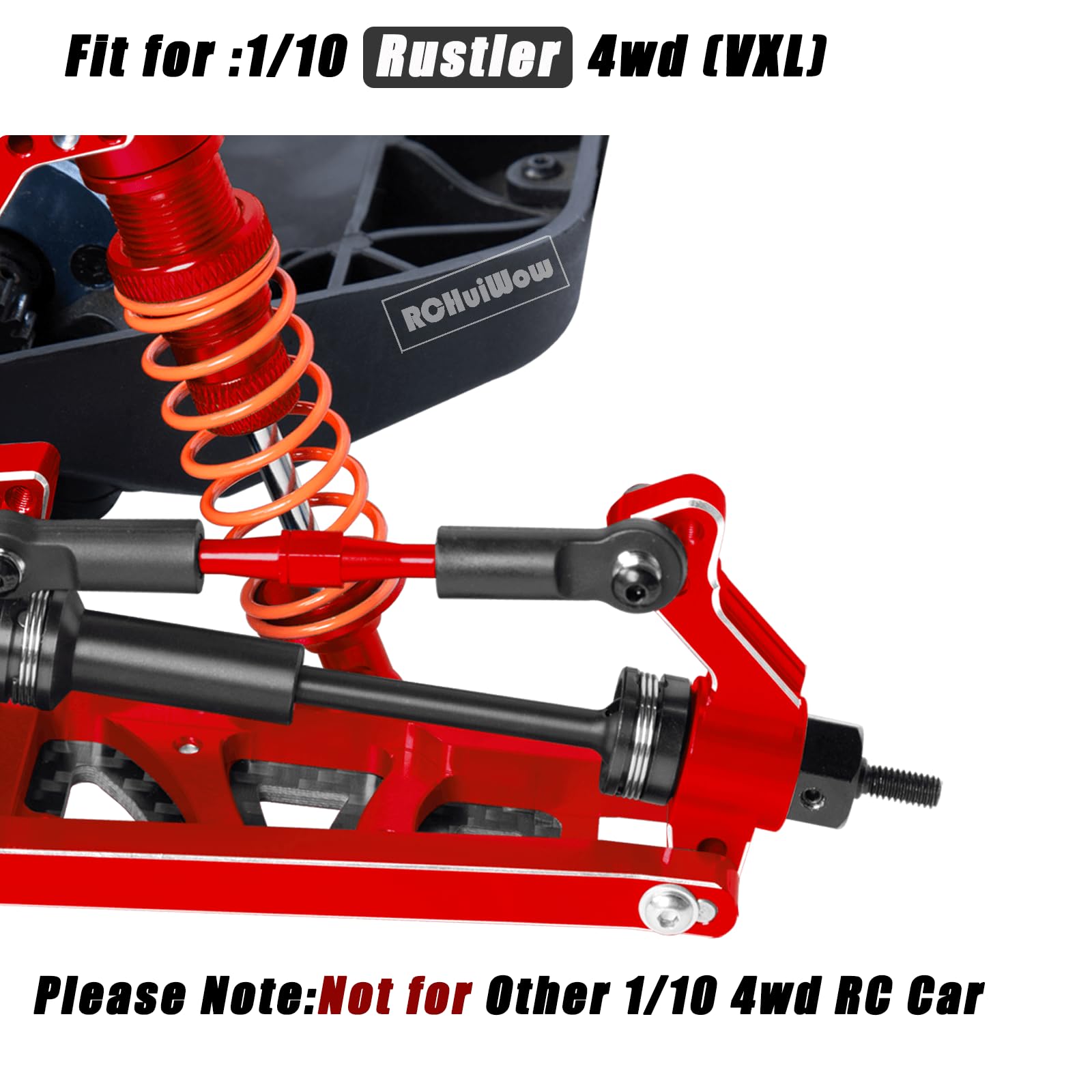 RCHuiWow RC Upgrades Part for 1/10 Rustler 4x4/Rustler 4x4 VXL,Suspension Arms,Caster Block,Steering Blocks,Rear Stub Axle Carriers,Shock Towers,Steering Block,Red