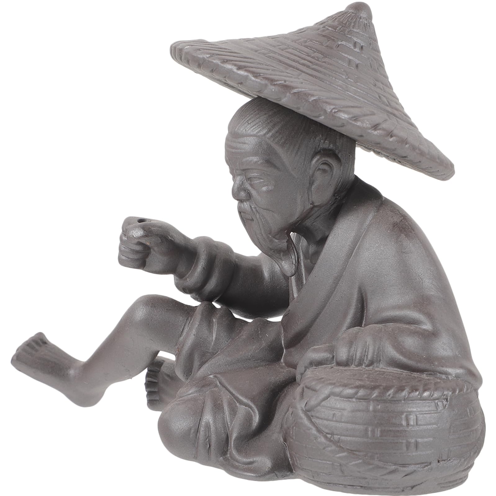 Figurine pêcheur céramique pour décorer un aquarium ou un micro paysage zen