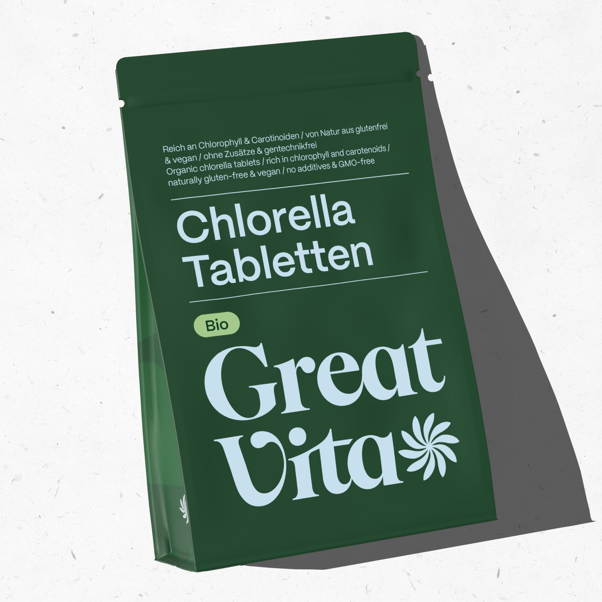 GreatVita Chlorella Bio Lot de 1 600 comprimés de chlorelle bio - 500 mg - 800 g - Sans additifs - Végétalien et durable - Riche en chlorophylle et caroténoïdes