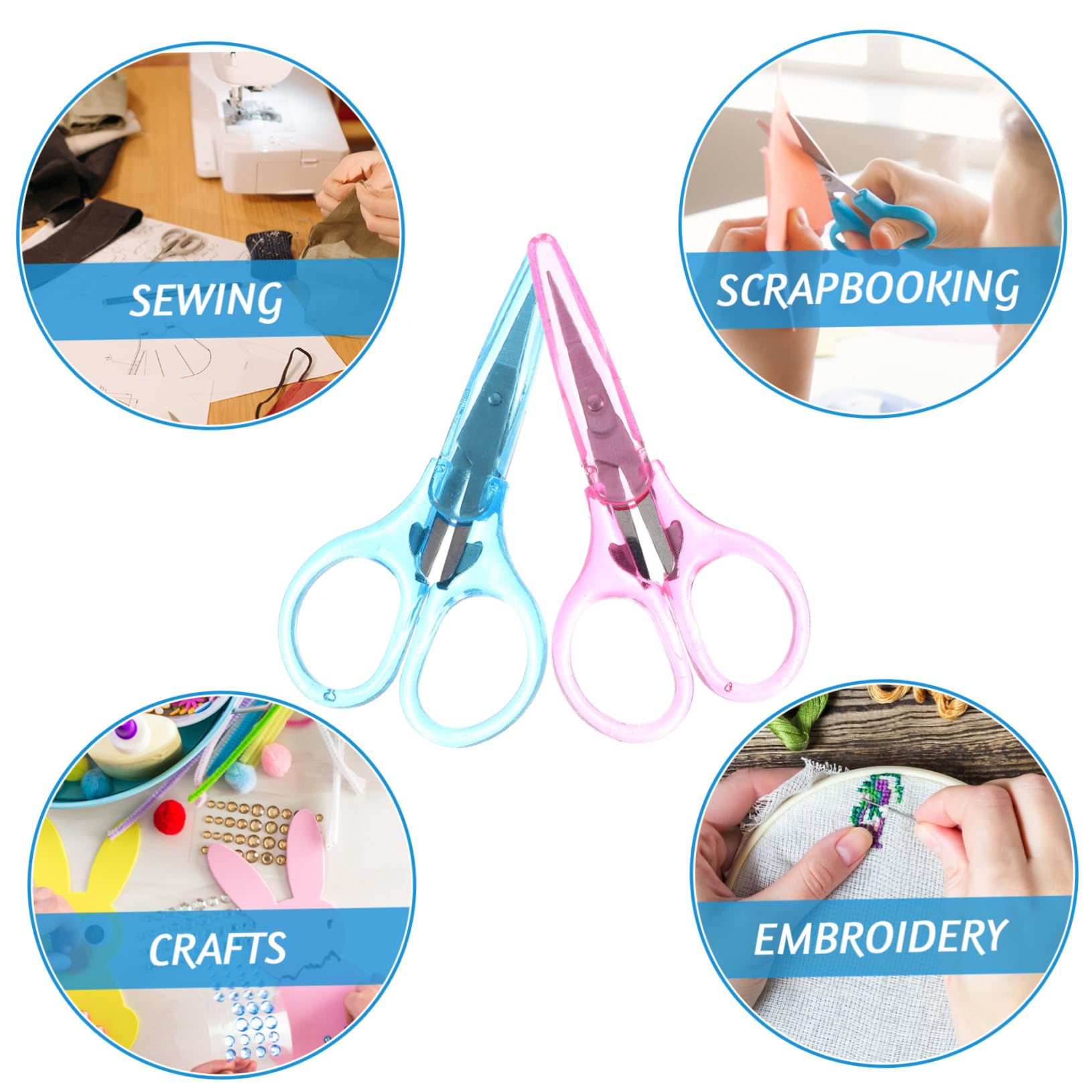 OSALADI 5 Ensembles Ciseaux Avec Housse De Protection Pour Tissu Petits Ciseaux Pour Couture Artisanat Broderie Point Ménagers Travaux D'Aiguille De 2 pièces * 5