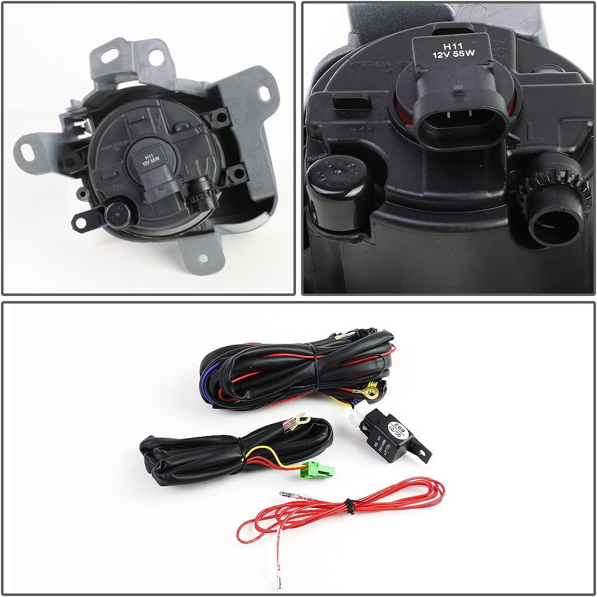 Auto Dynasty Fog Lights Assembly Compatible with 2010-2012 Toyota Prius, Bumper Driving Fog Lights Wiring Bezel Switch Kit, Smoked Lens