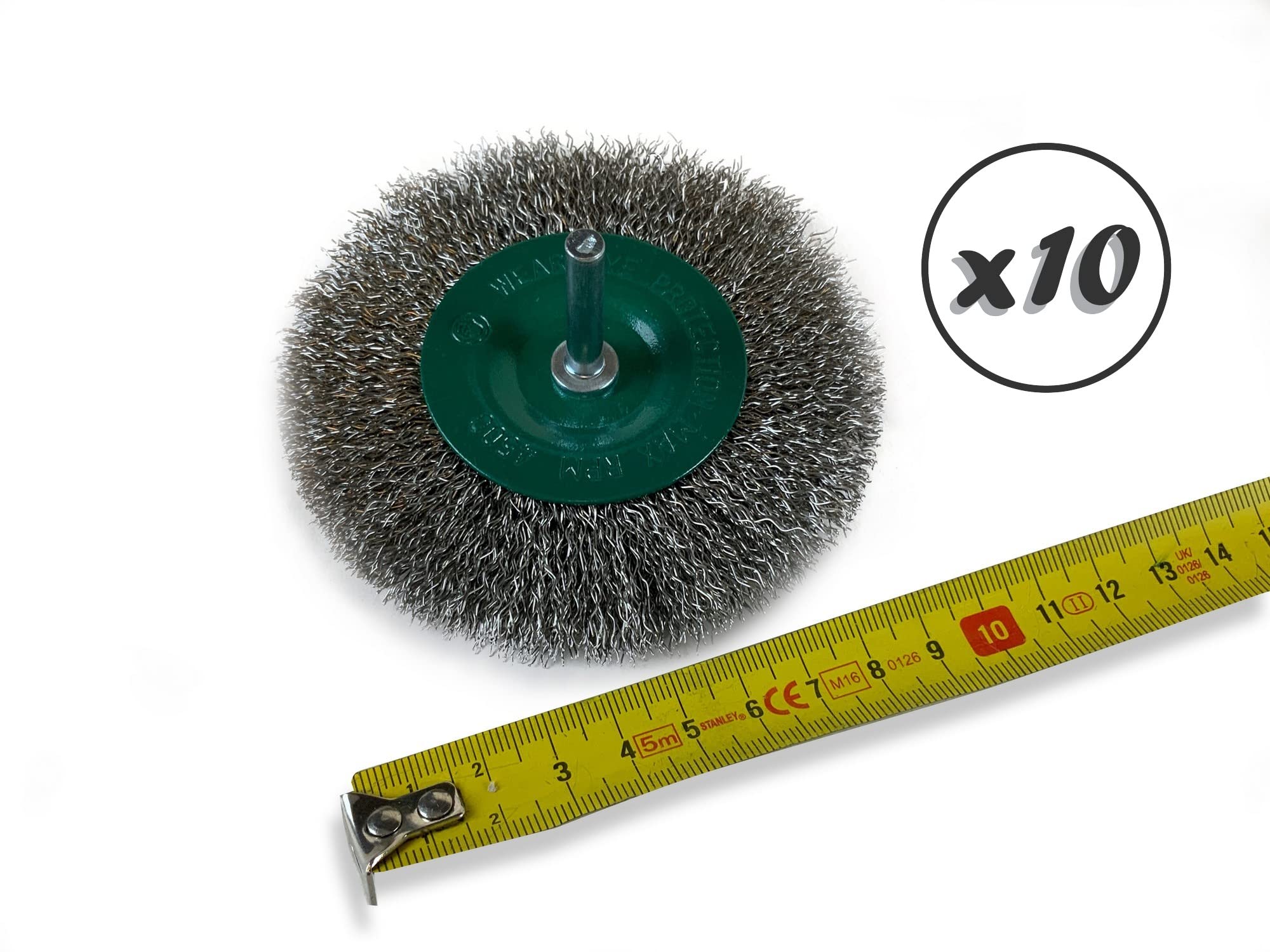 Kibros Lot 10 brosses circulaires tige Ø 100 mm inox souple 8 mm