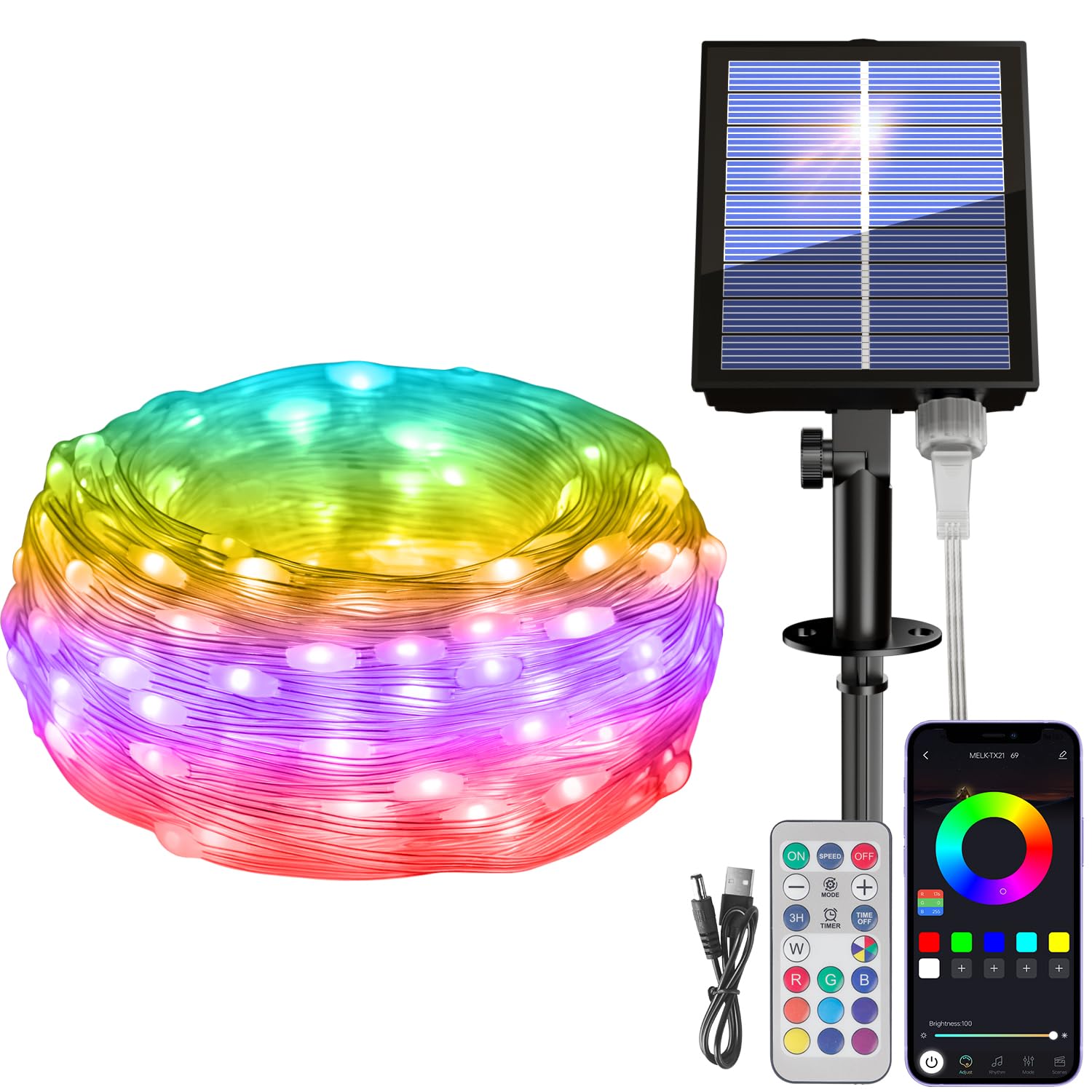 5M Impermeables Luces Solares LED Exterior, Cuerda de Luces Solares Exteriores [Mandos a Distancia], 99 Modos de Escena, para Decoración de Exteriores, Halloween, Navidad, Bodas, Fiestas