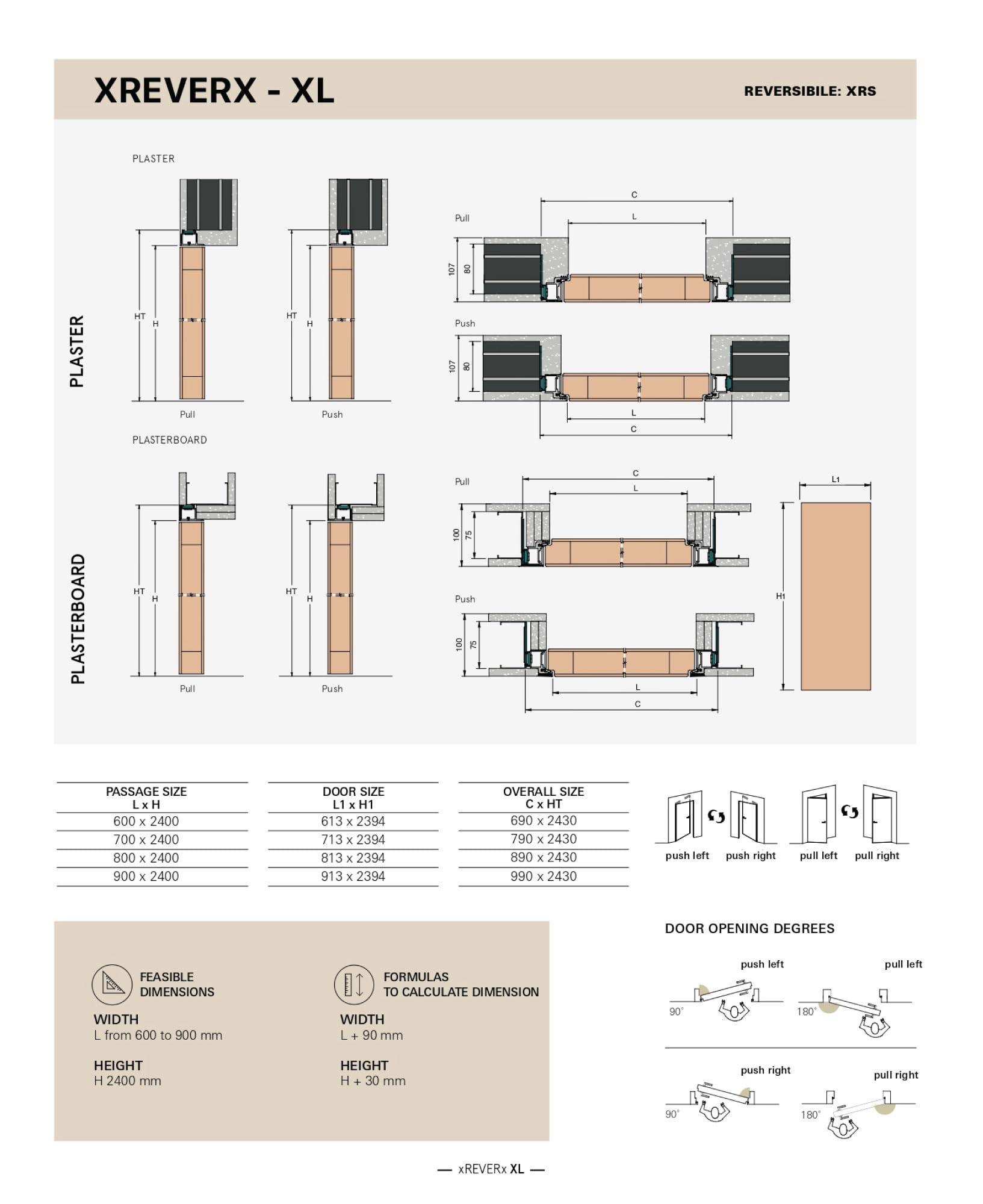 XREVERX XL Porte-câble Mural Hauteur 2,40 m Battant Réversible, Cadre et Porte Personnalisables, Ouverture Droite/Gauche, Dimensions Standard (Blanc (Peinturable), 80x240 cm)