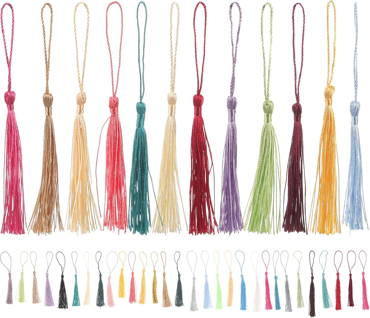 120pcs Mini Fan Tassel Pendant Decorative Bookmark Tassels for DIY Crafting Sewing Embellishments Hanging Cloth for Arts and Crafts
