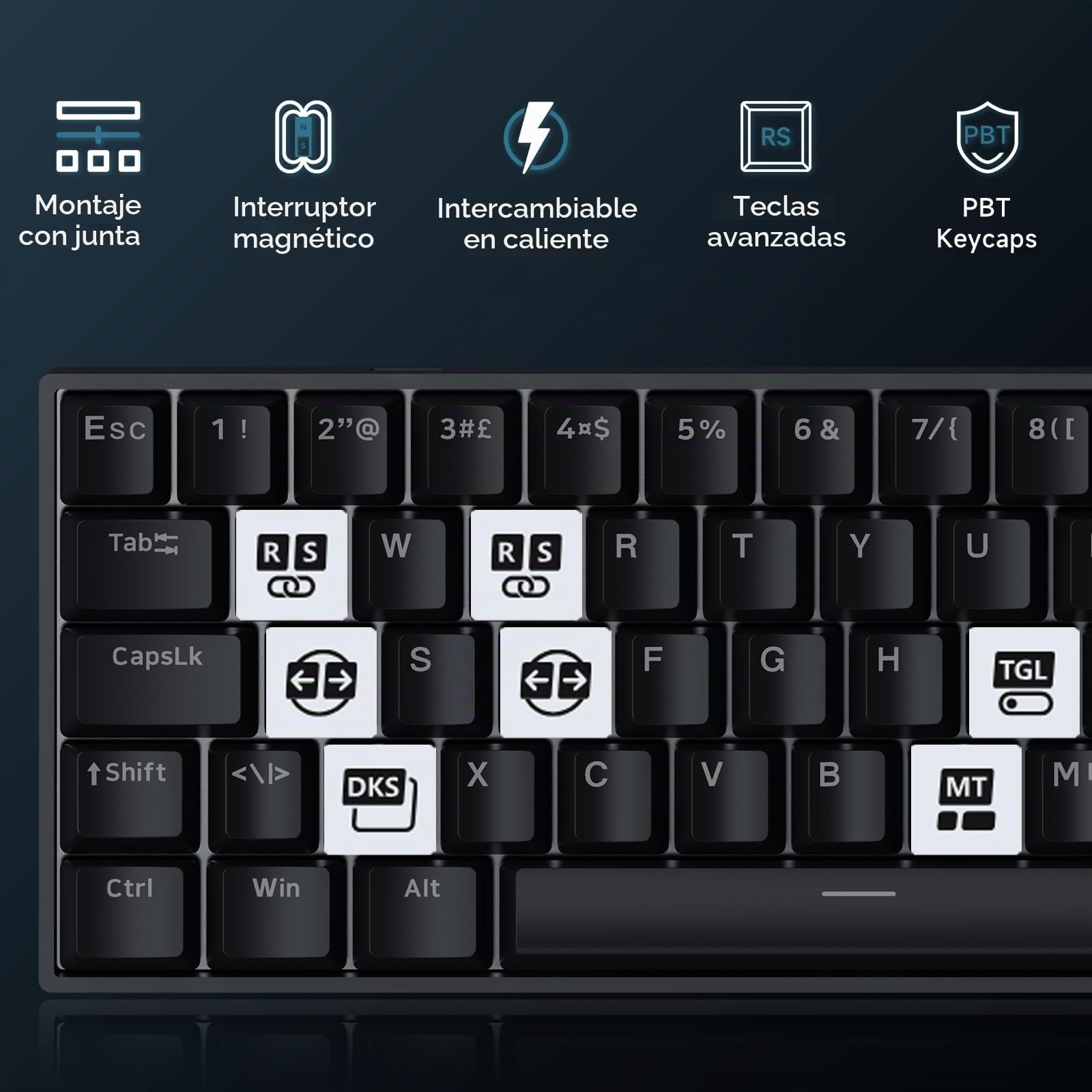 MCHOSE Ace 60 Teclado Gaming con Efecto Hall y Rapid Trigger, QWERTY-DE