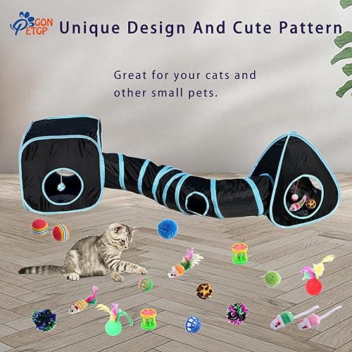 Miniatura 2 de Juguetes plegables para tienda de campaña de túnel para mascotas, juguetes interactivos de plumas de gato, varita, bolas de campana para gatos,