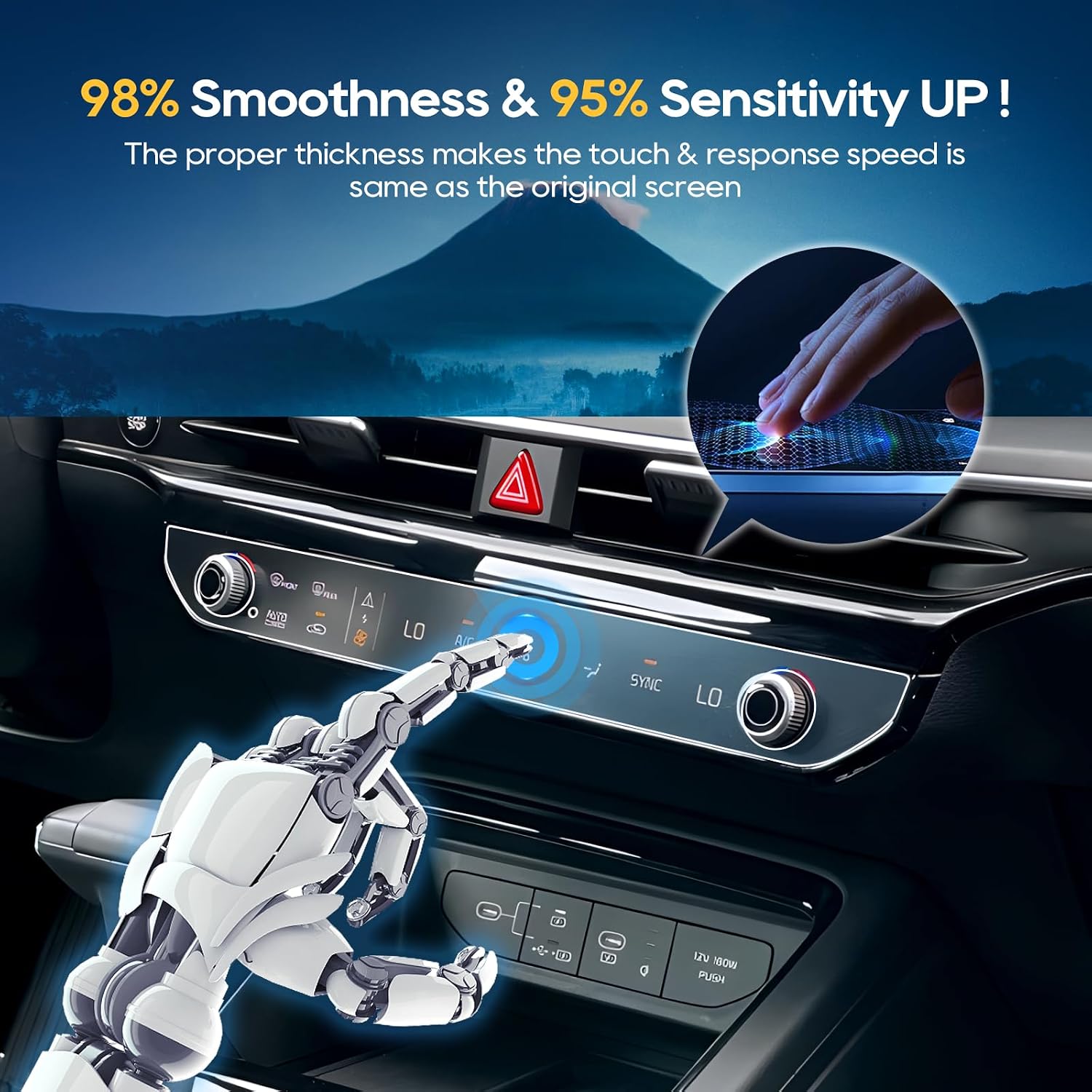 LFOTPP For 2025 2026 Kia K5 Screen Protector - 2025 2026 K5 (LXS/GT/GT-Line/EX) AC Climate Control Touchscreen (2pcs)[Nano Film] K5 Accessories Anti Scratch HD Touch Sensitive